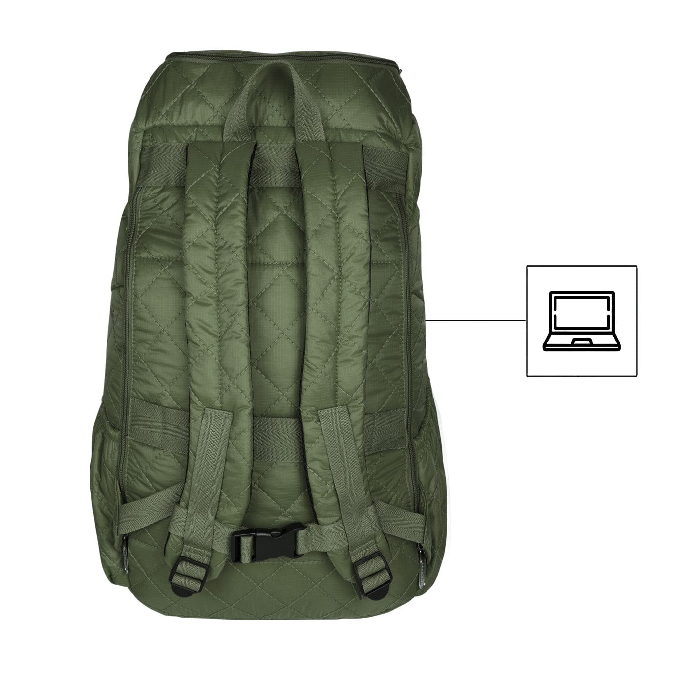 Morral Viajero Plegable Puffer Verde Militar - imagen 4