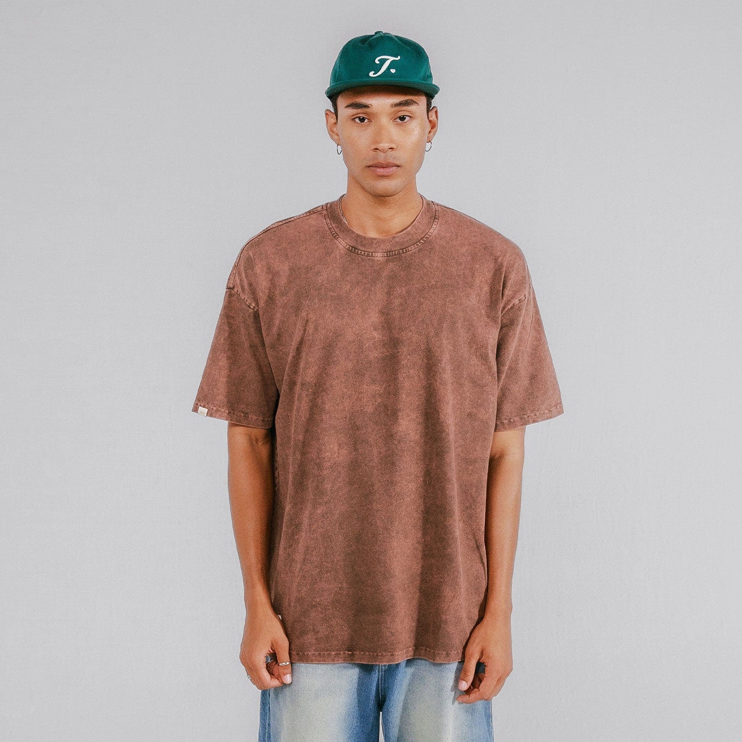 Oversized Washed T- Shirt - Brown - imagen 2
