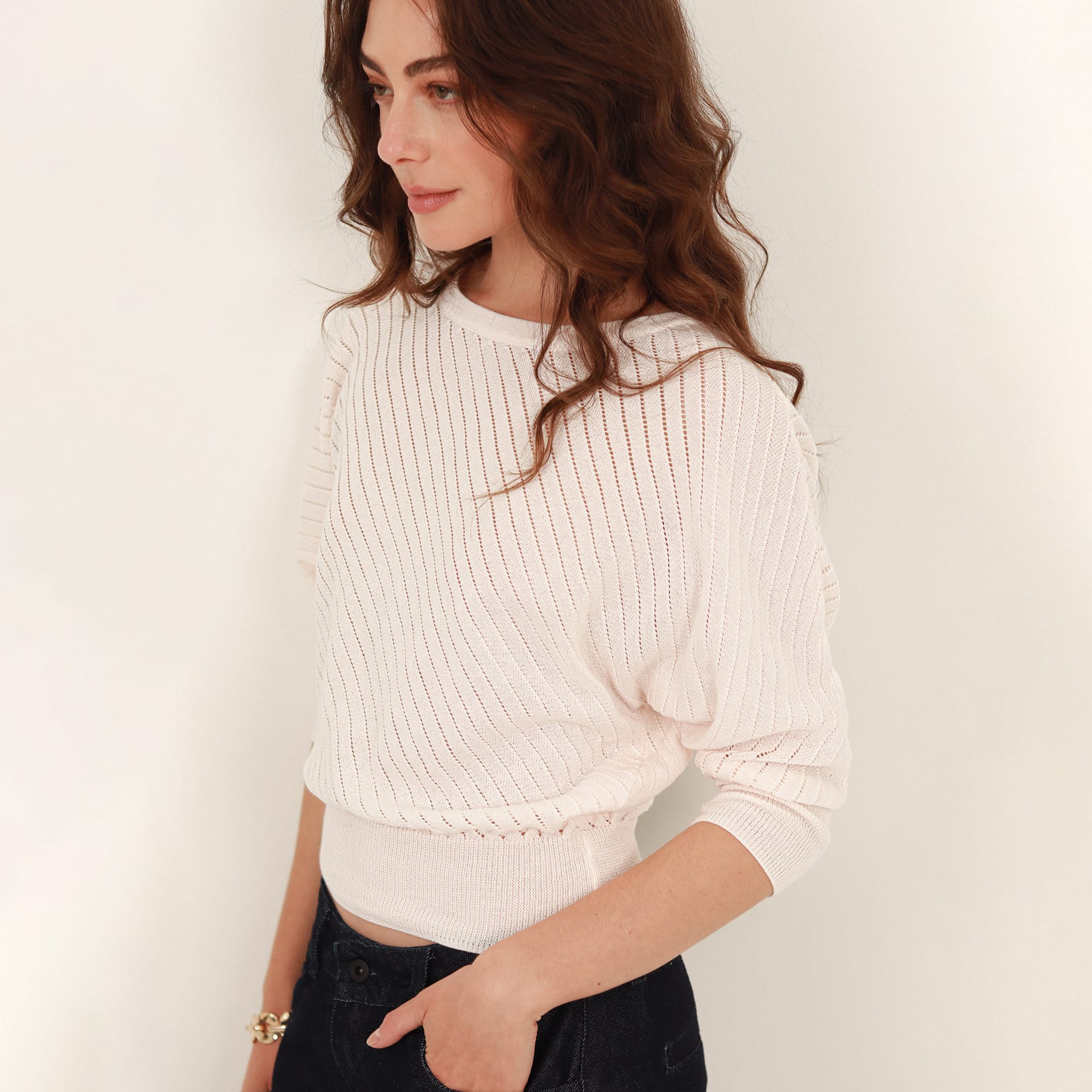 Sweater relajado cuello redondo manga amplia - imagen 12