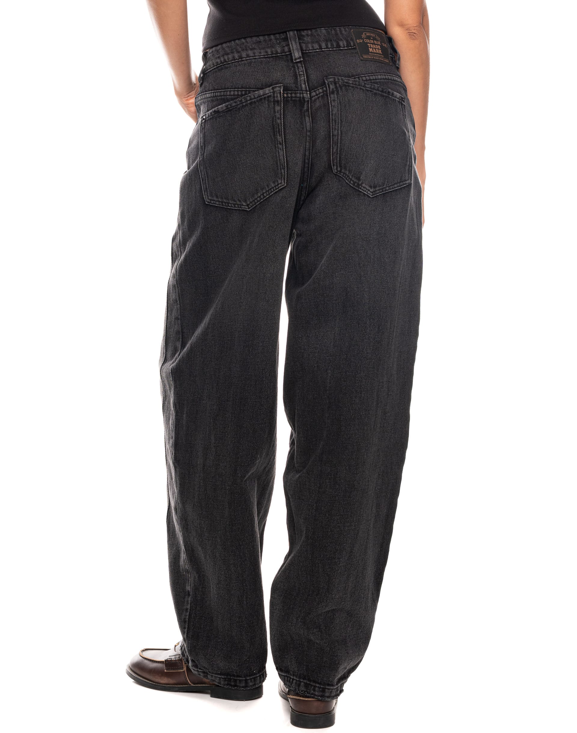 Jeans Wide Leg Tiro Medio Denim Negro - imagen 3