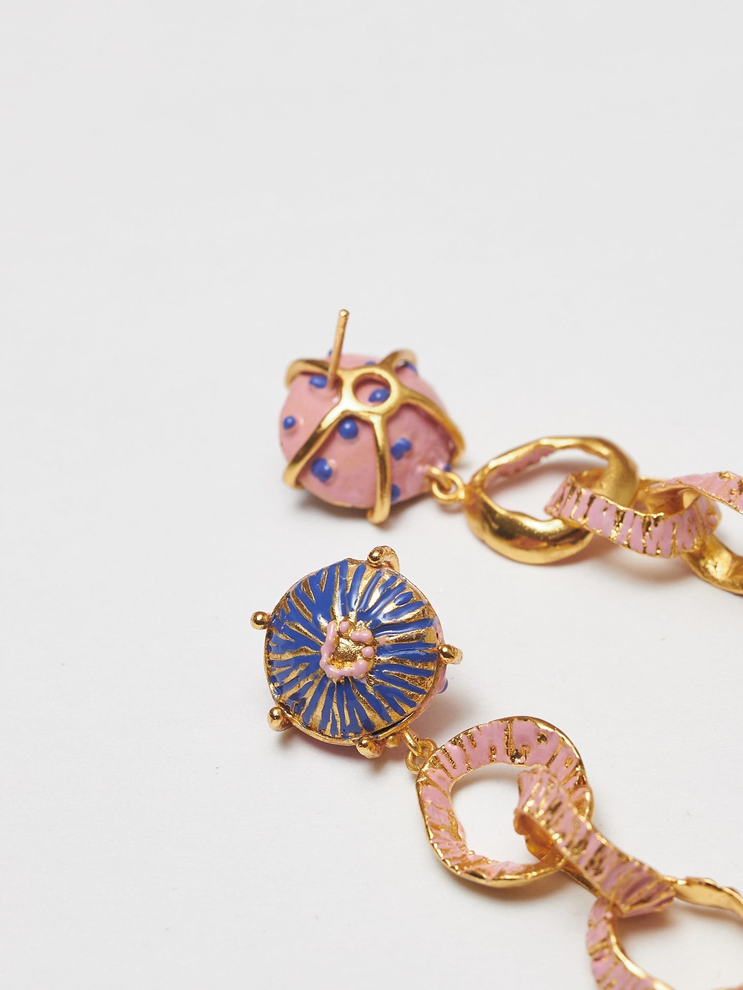 LONG EARRINGS BLUE-PINK HATS - imagen 3