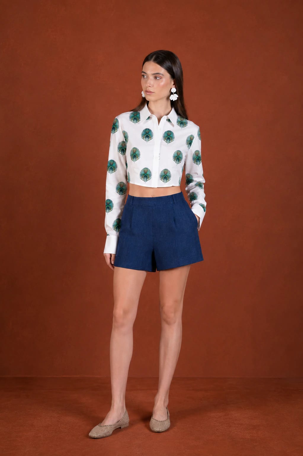 Women's Ventaglio linen shirt blue - imagen 1
