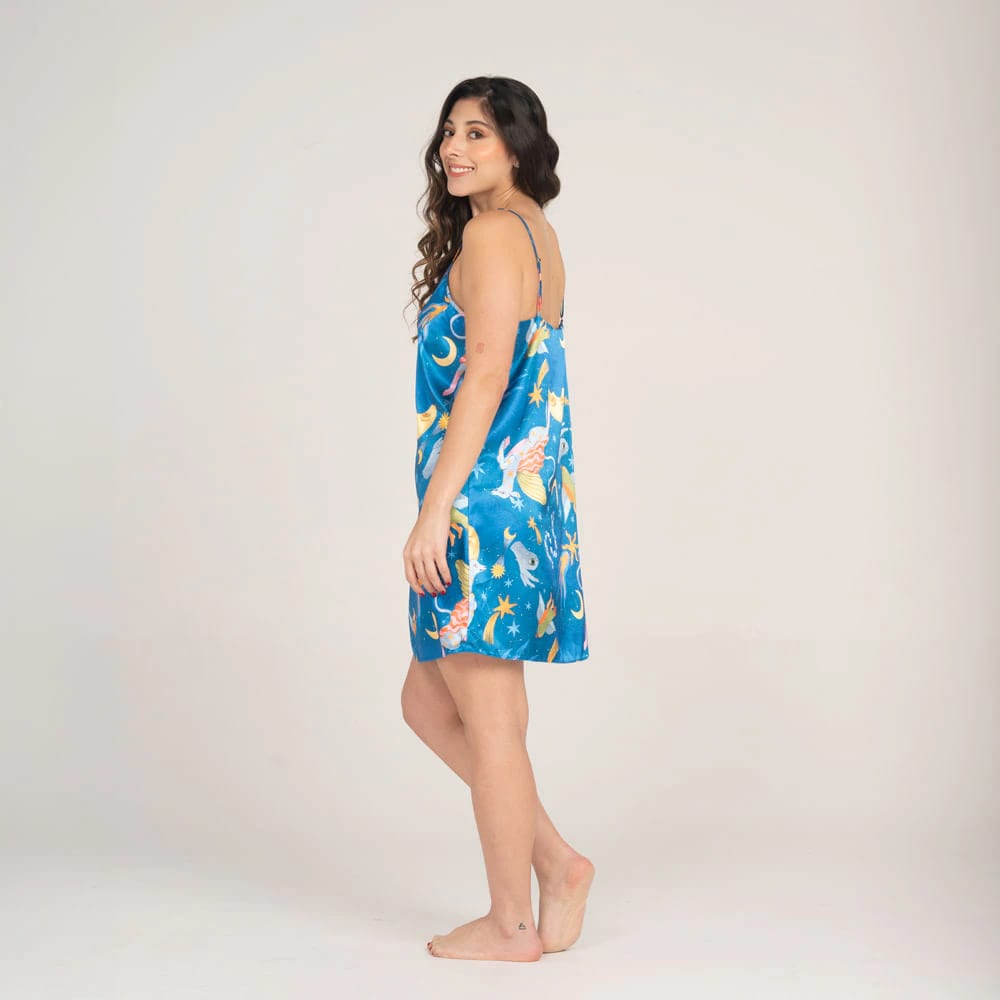 Bata Tiras Satin con Estampado Alebrijes. - imagen 2