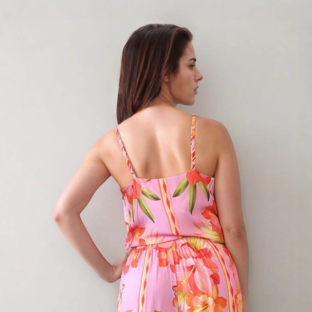Camisa Tiras con Estampado Hibiscus. - imagen 2