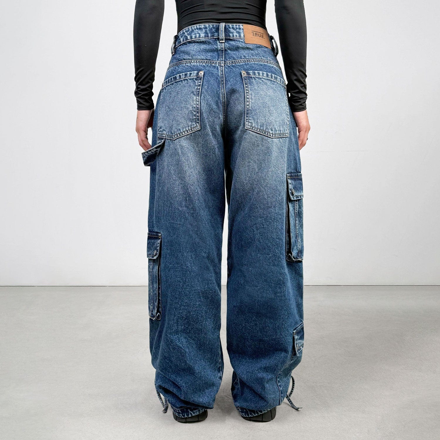 Cargo Multi-Pocket Denim Pants - Deep Blue - imagen 3