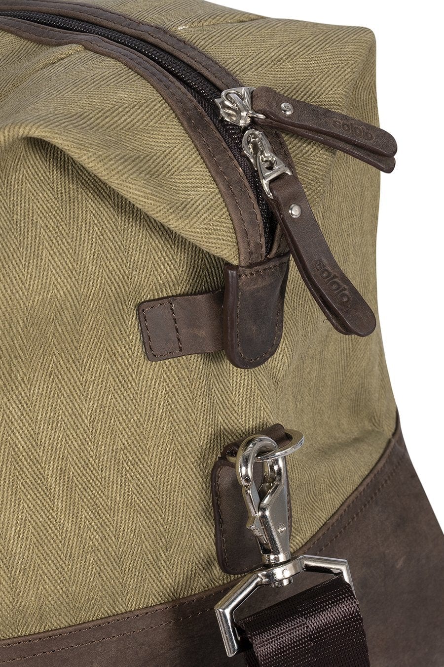 Men's vintage leather and canvas briefcase - imagen 3
