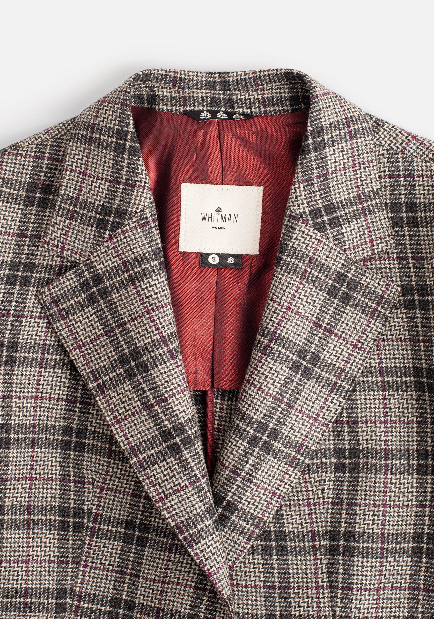 Blazer M Agatha Lana Cuadros Gris - Vino - imagen 2