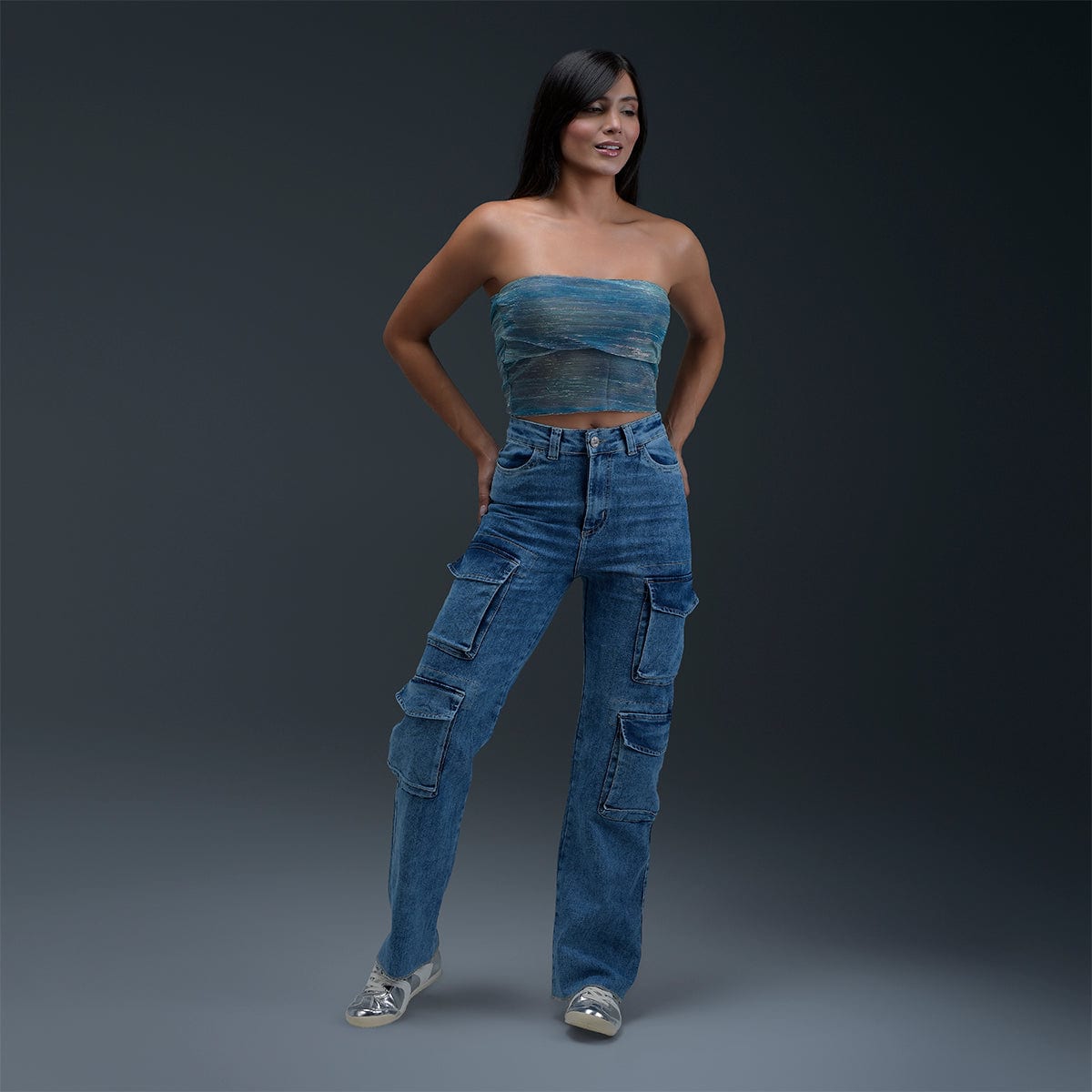 Jeans Cargo Azul Mujer - imagen 4