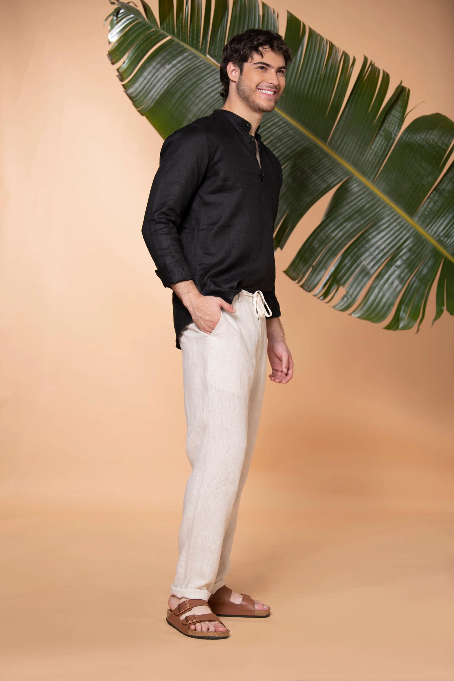 Camisa Mykonos Lino Negro - imagen 7