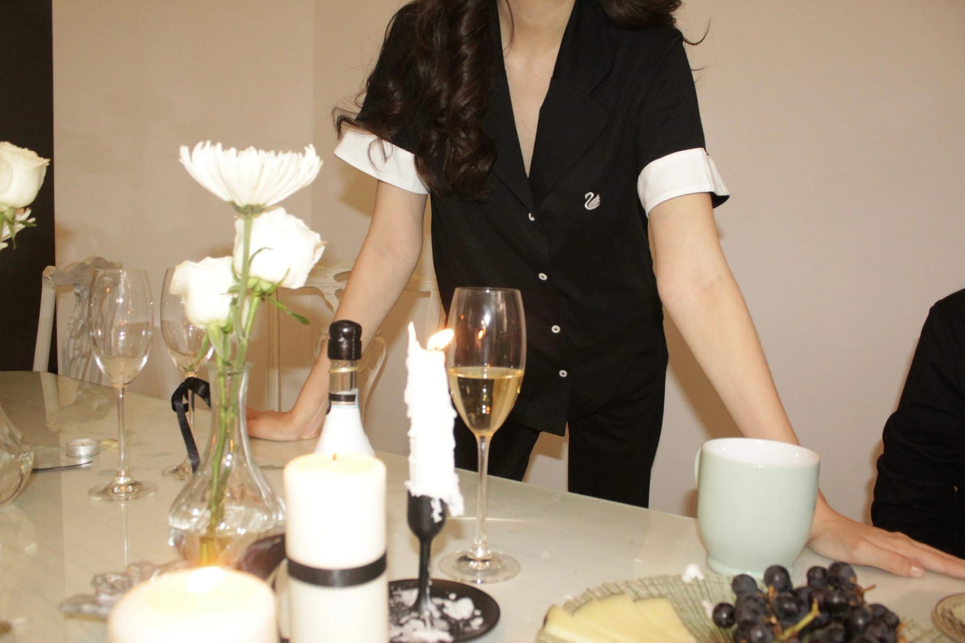 PIJAMA HOJAS DE NIEVE MANGA CORTA BLACK/WHITE - imagen 2