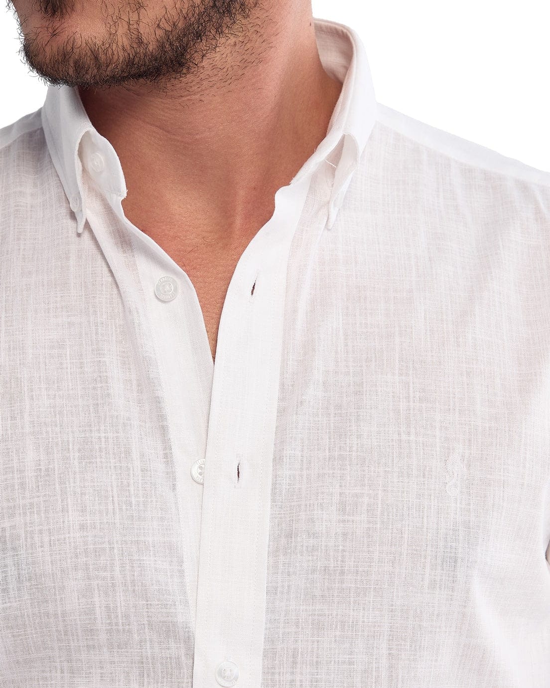 Camisa Manga Larga 100% Algodón tipo Lino Blanca - imagen 2