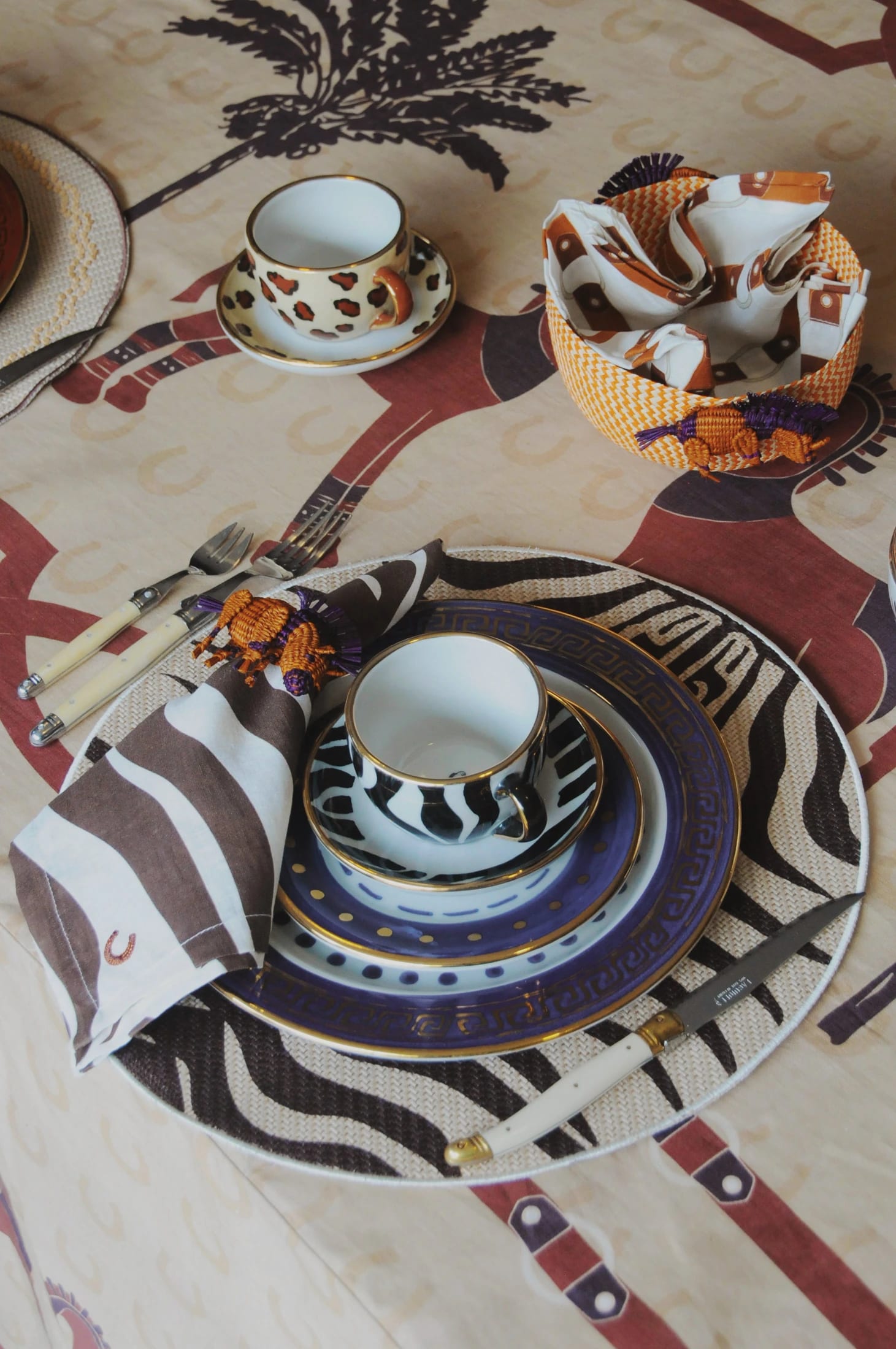 Horse Iraca Napkin Ring - Terra & Purple / Set of 4 - imagen 2