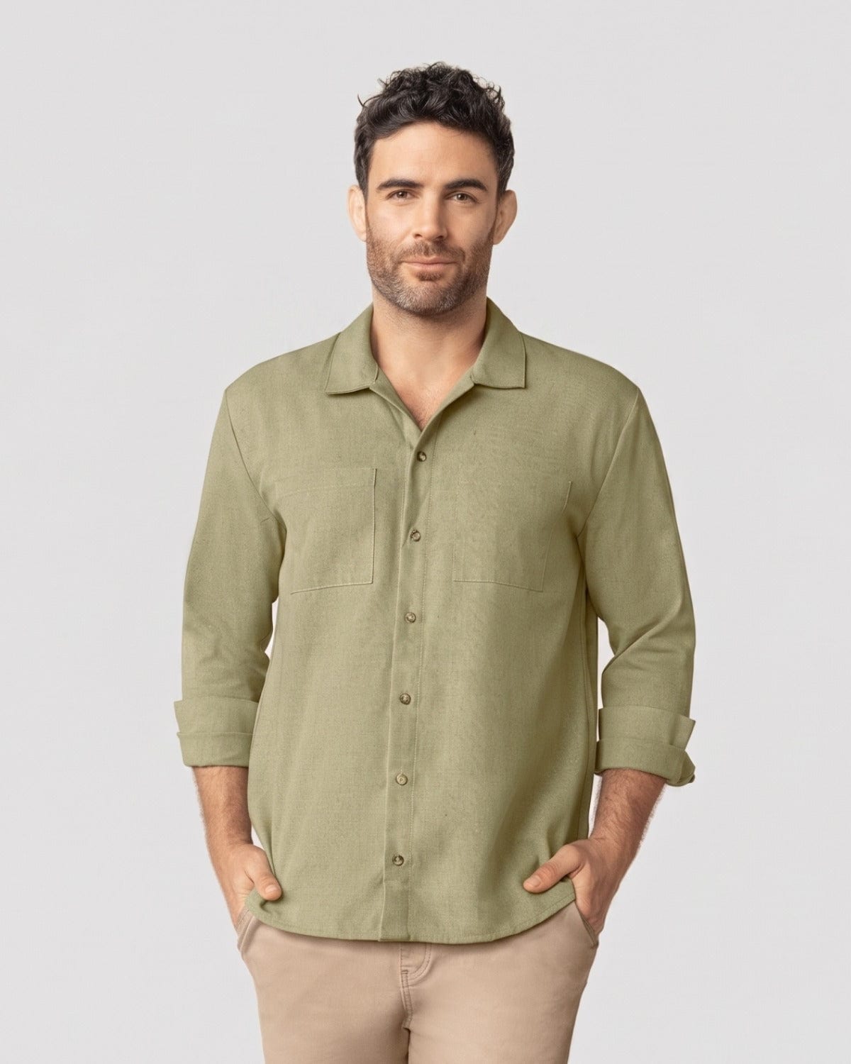 Camisa manga larga amplia con bolsillos - imagen 1