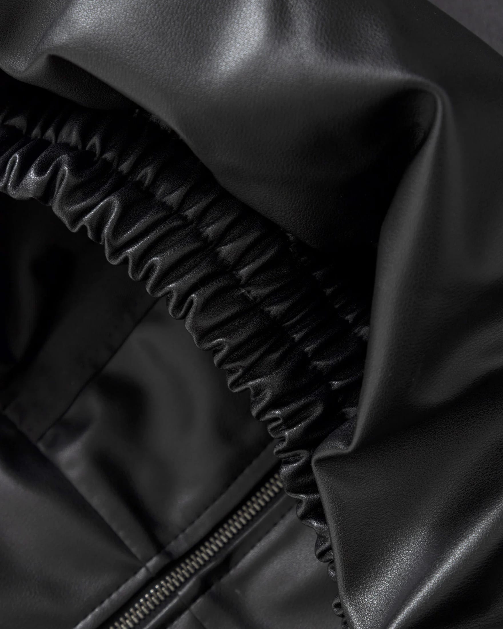 Basics UNDRGLD Leather Zip Up Hoodie Jacket Black - imagen 7