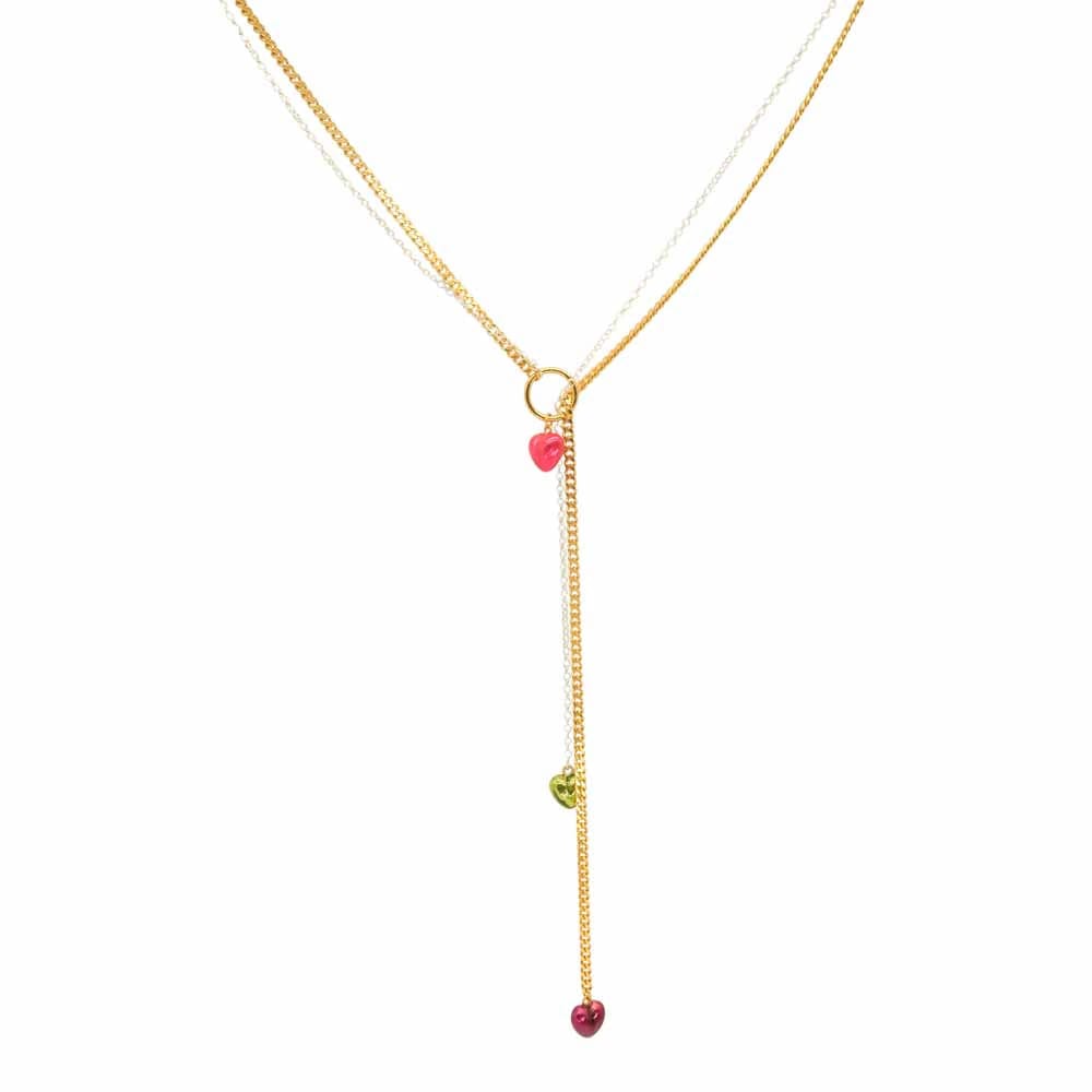 Cadena Steel Hearts Long Gold & Silver - imagen 1