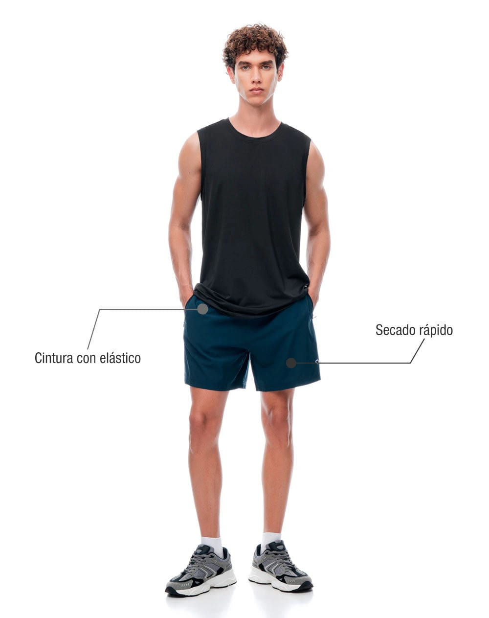 Pantaloneta deportiva azul hombre - imagen 2