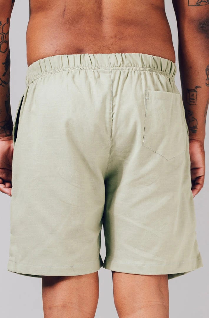 Short lino verde eucalipto - imagen 4
