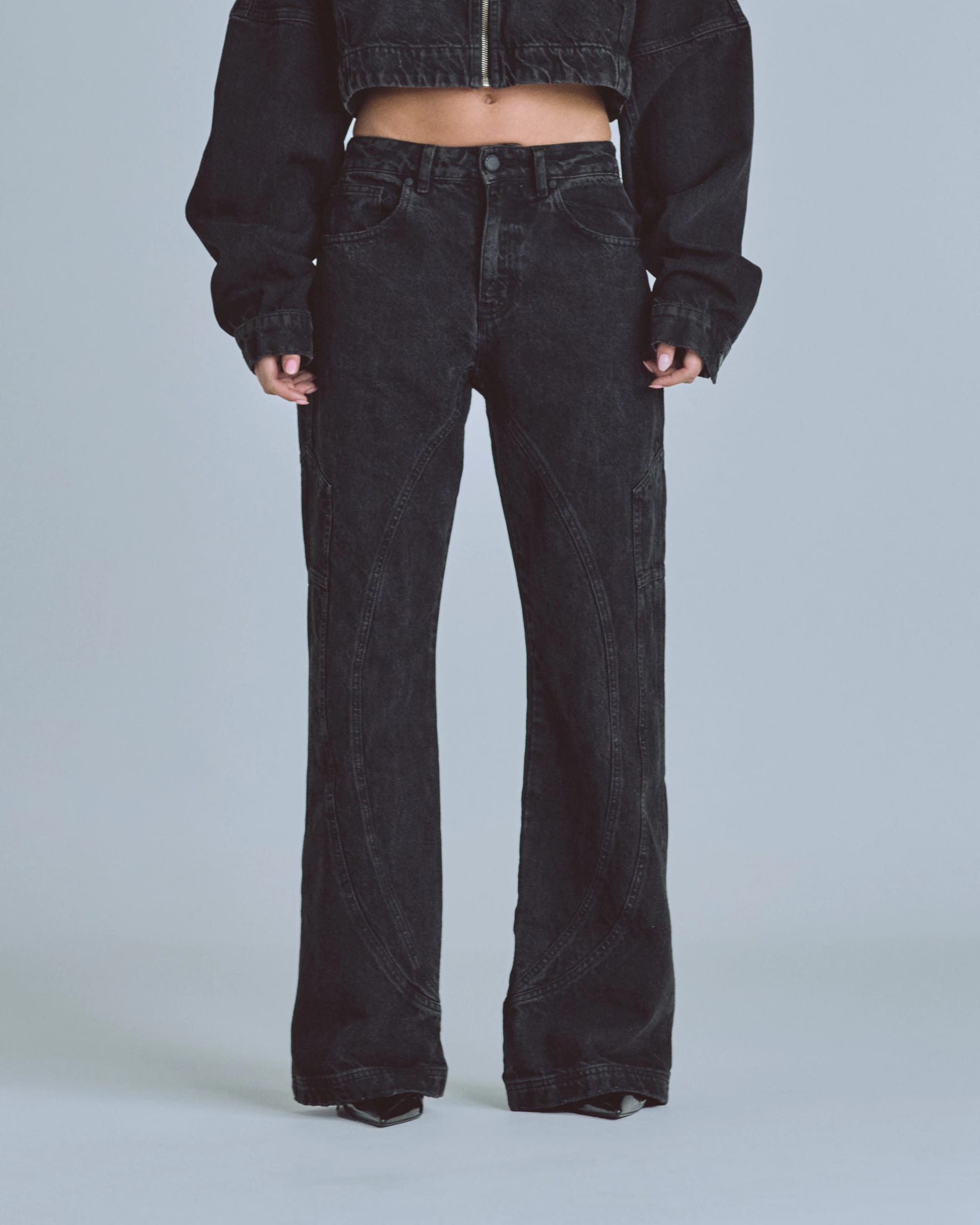 W Basics UNDERGOLD Panelled Wide Jeans Black - imagen 7