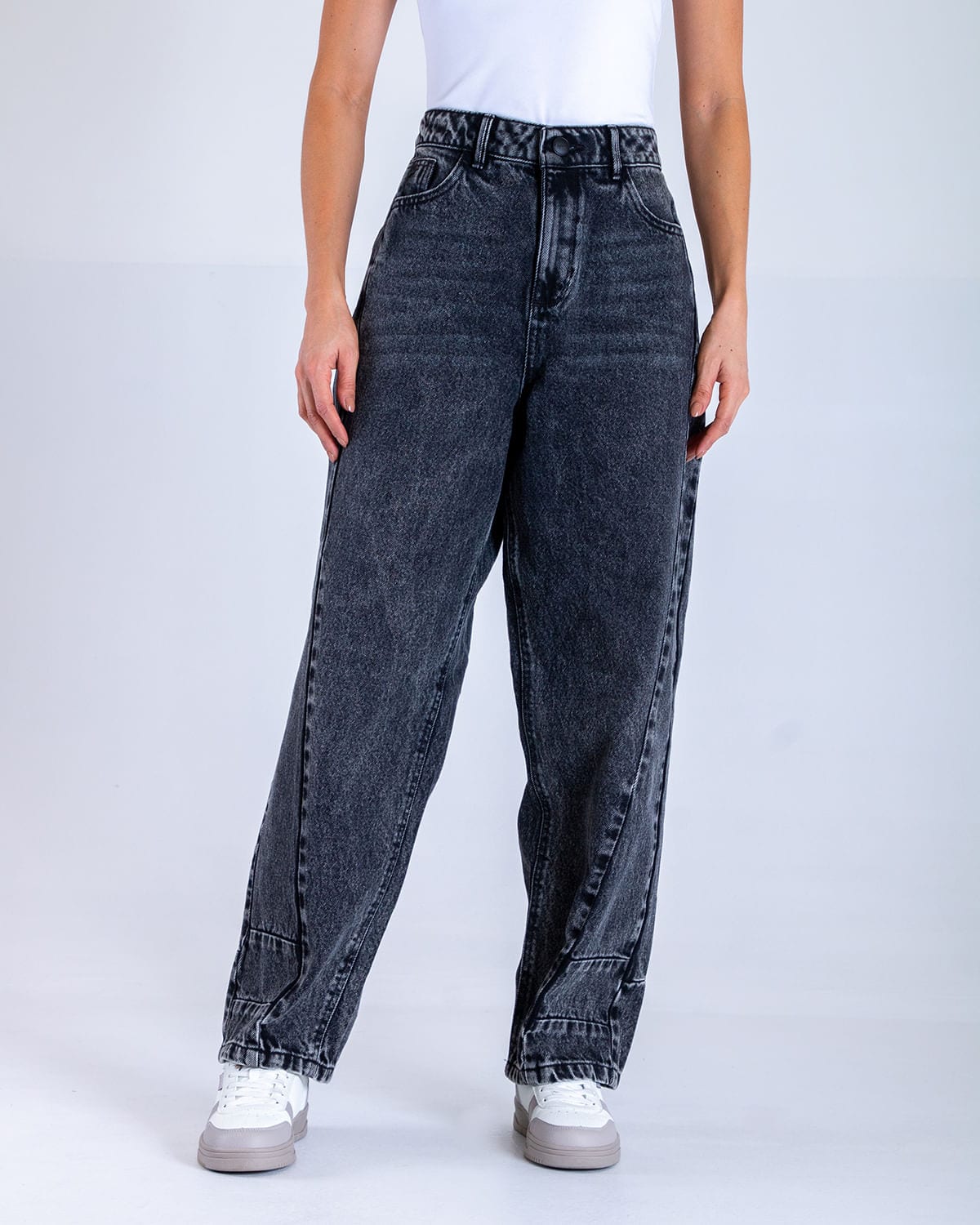 Jean barrel negro para mujer - imagen 1
