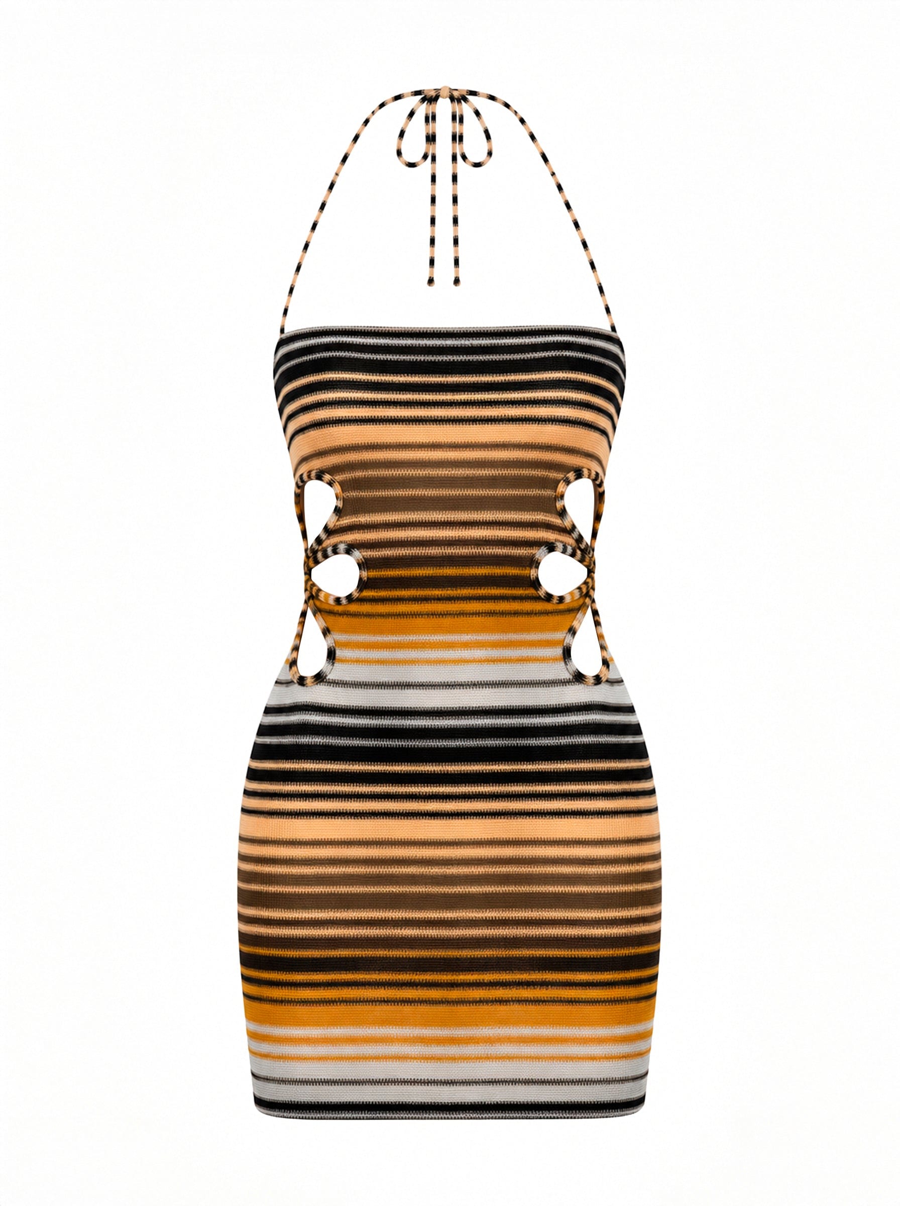 ROSITA DRESS BROWN MULTI STRIPE - imagen 1