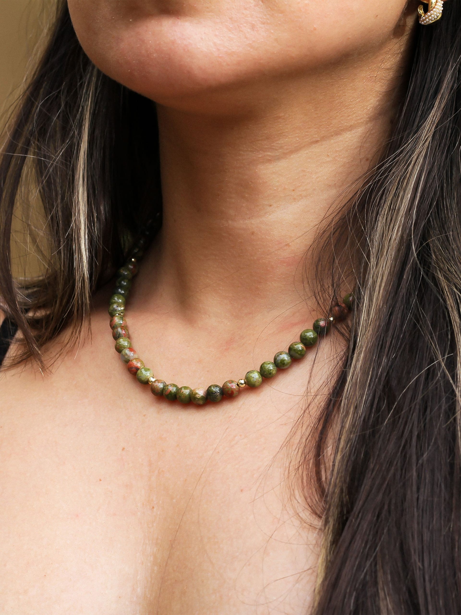 Choker Jasper Musgo 6mm - imagen 3