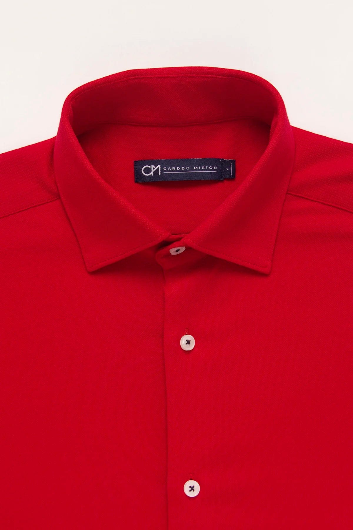 Camisa Piqué Botón Contraste Algodón Rojo - imagen 2
