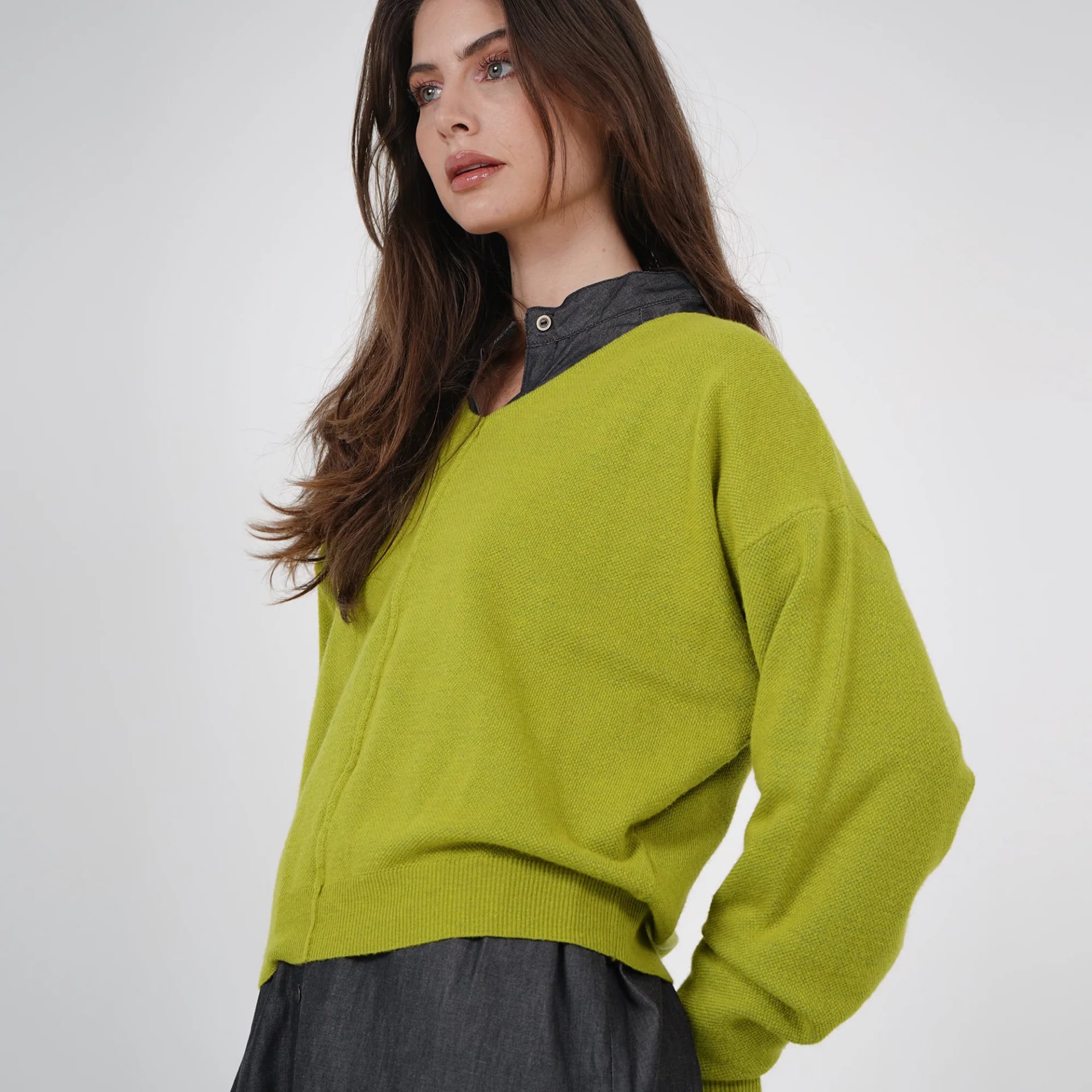Sweater Cuello V Manga 3/ Cuartos - imagen 3