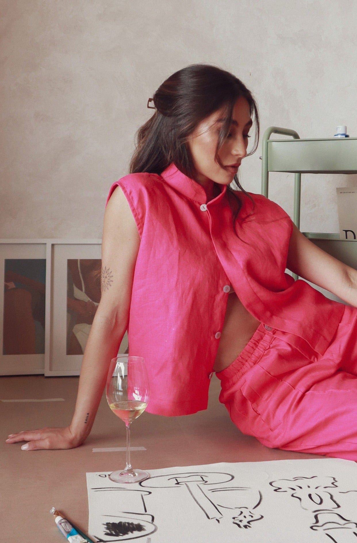 Chaleco Muse de lino | rosado Hot Pink - imagen 5