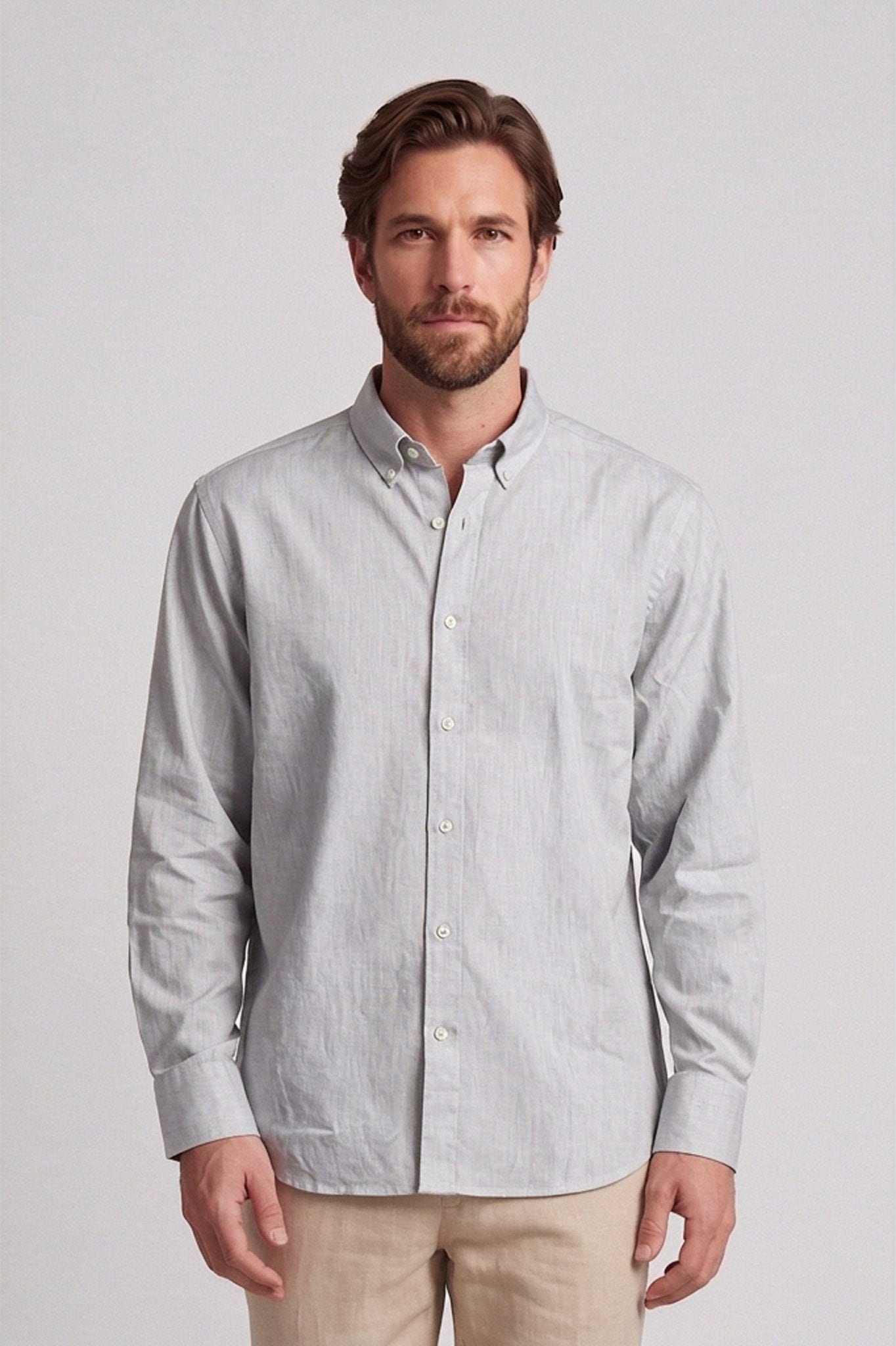 Camisa manga larga lino y algodón para hombre Jon Sonen 010226001 - imagen 2