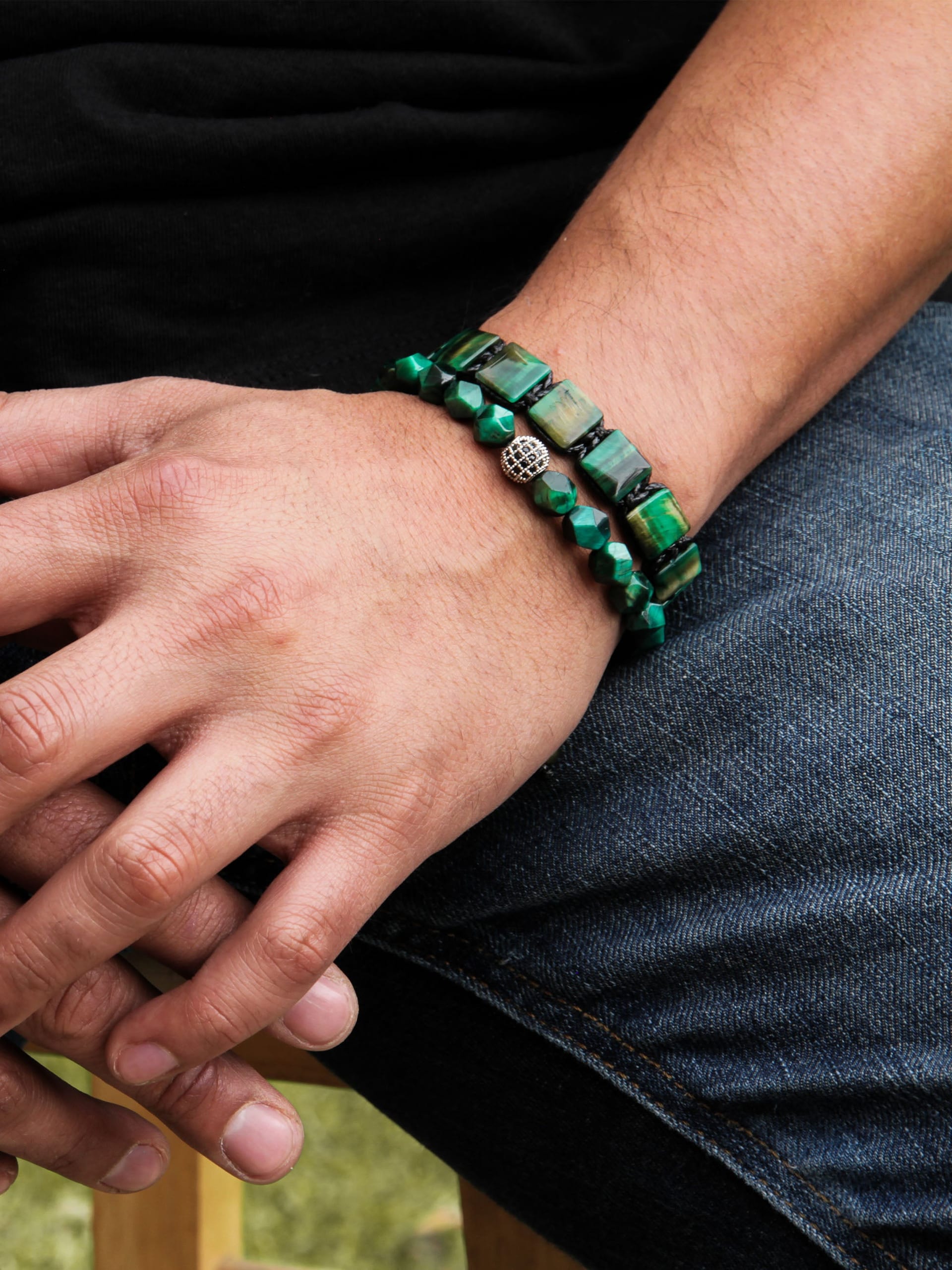 Brazalete Ojo de Tigre Verde Facetado 8mm - imagen 3