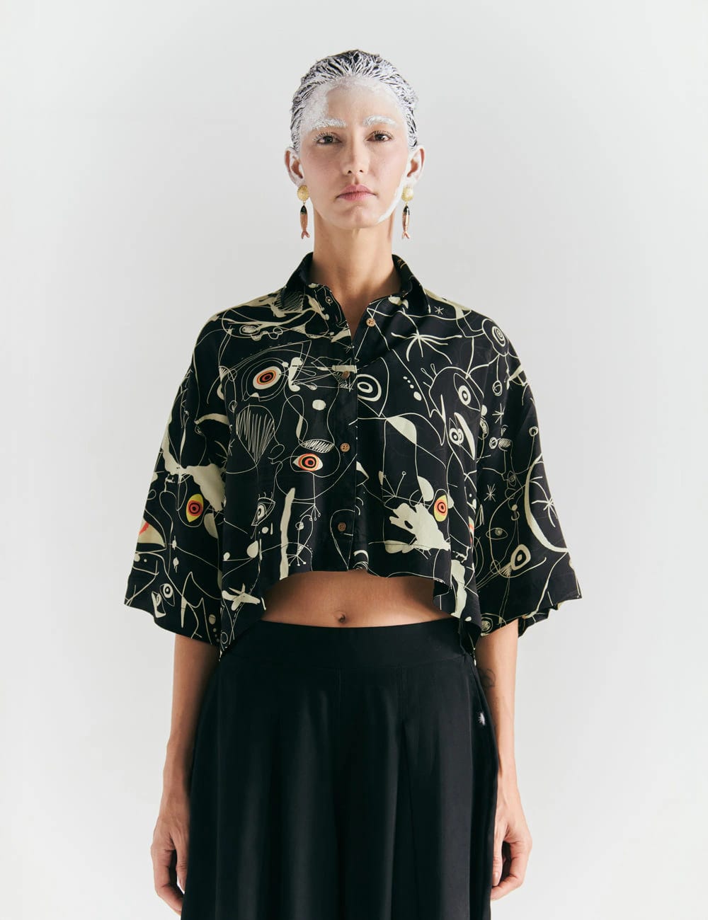 Camisa Oversize Ferra negro + crudo Mujer - imagen 1