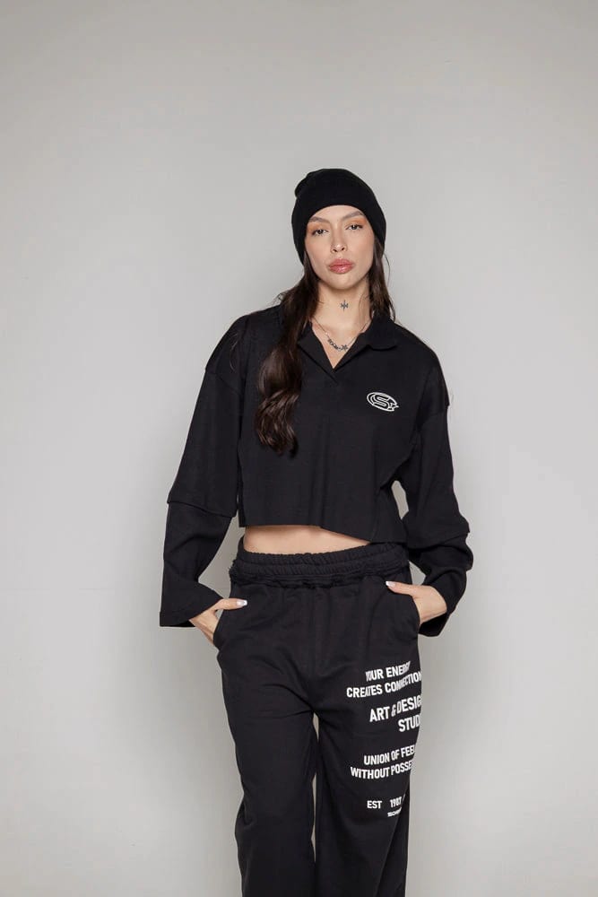 Buzo Dama Courage Tipo Polo-Negro - imagen 3