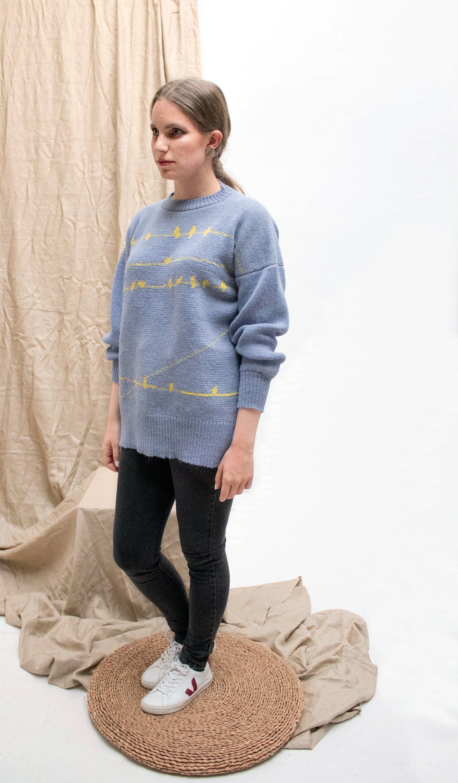 Suéter Pajaritos Alpaca - celeste y amarillo - imagen 2