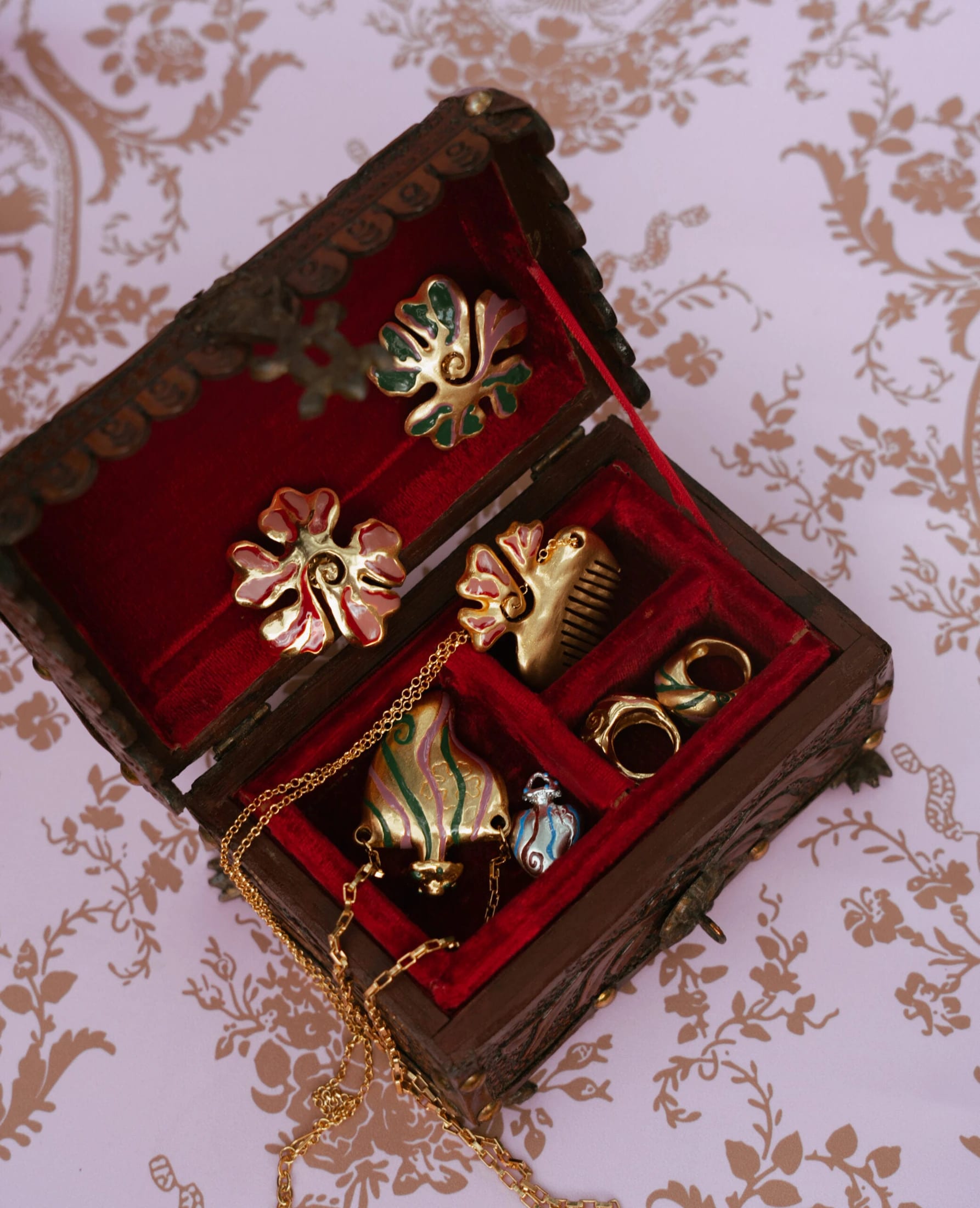 TERRACOTTA HAIR COMB CHAIN - imagen 4
