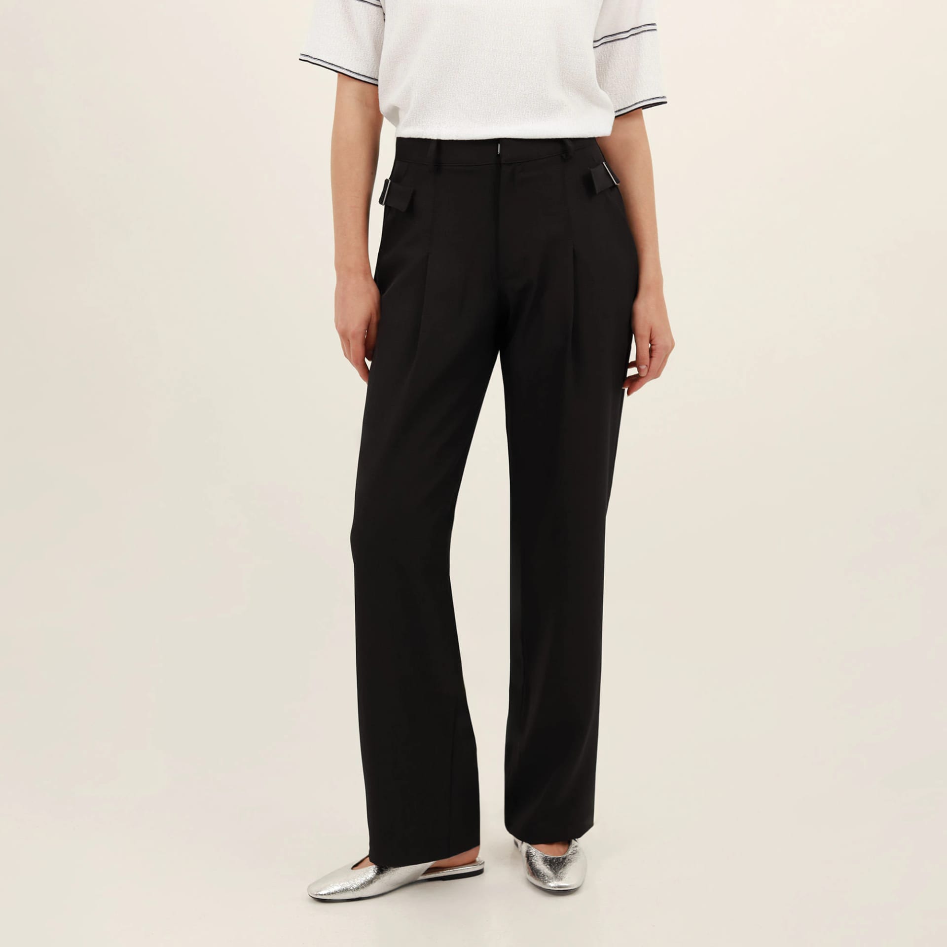 Pantalón bota recta con prenses y charreteras - imagen 3