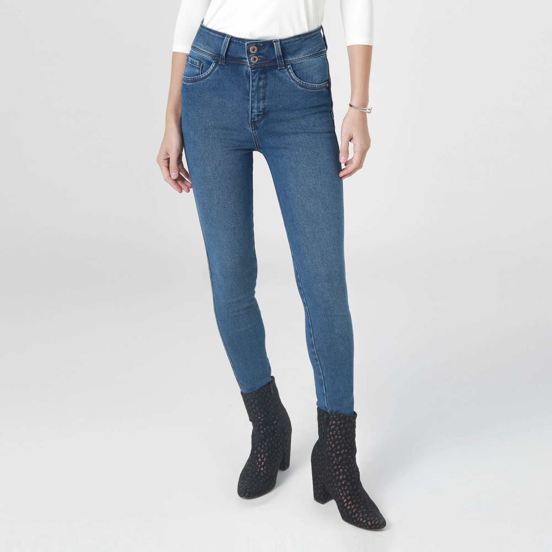 Jean Tiro Medio Bota Skinny - imagen 5