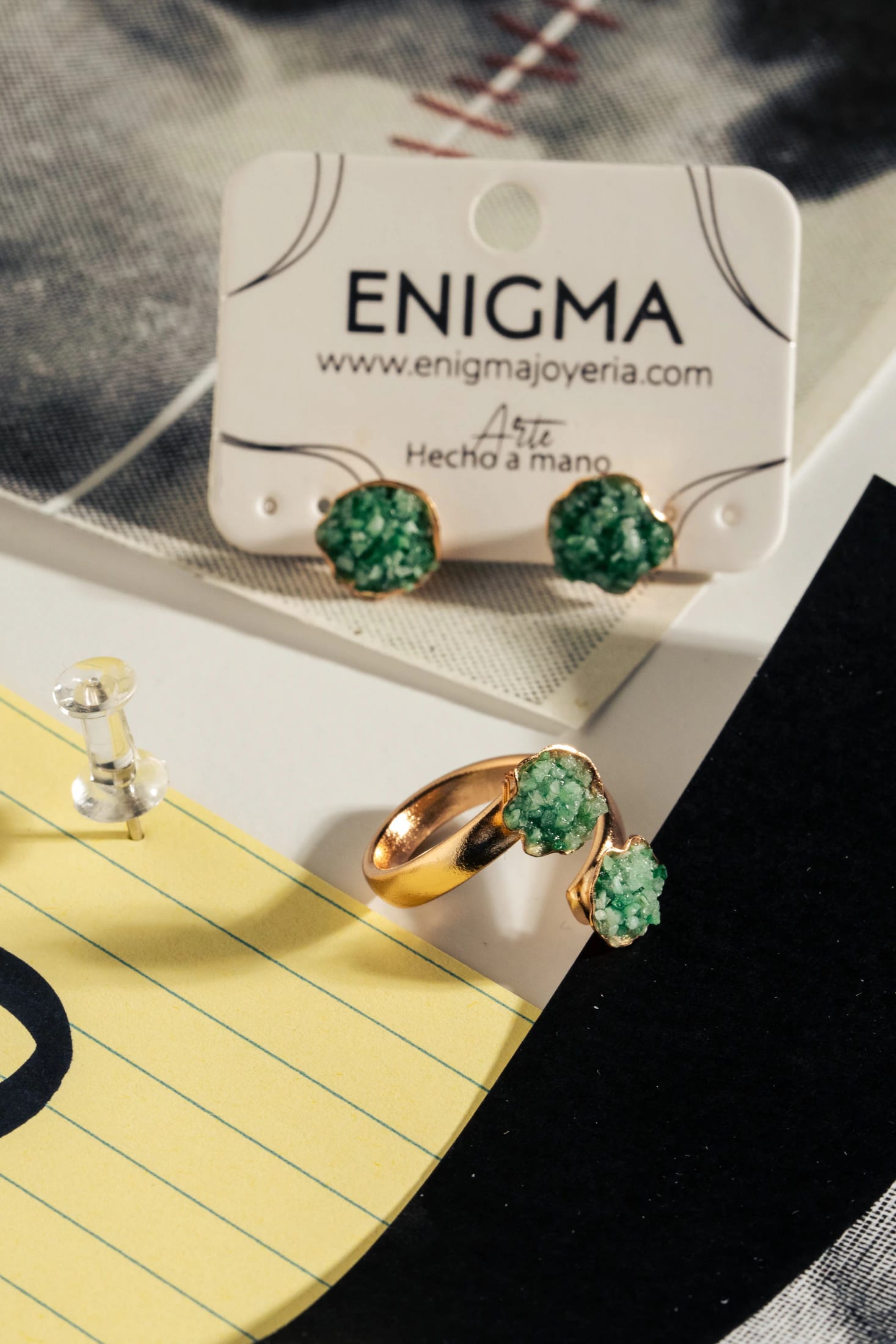 Aretes Topo pulso de esmeralda - imagen 5