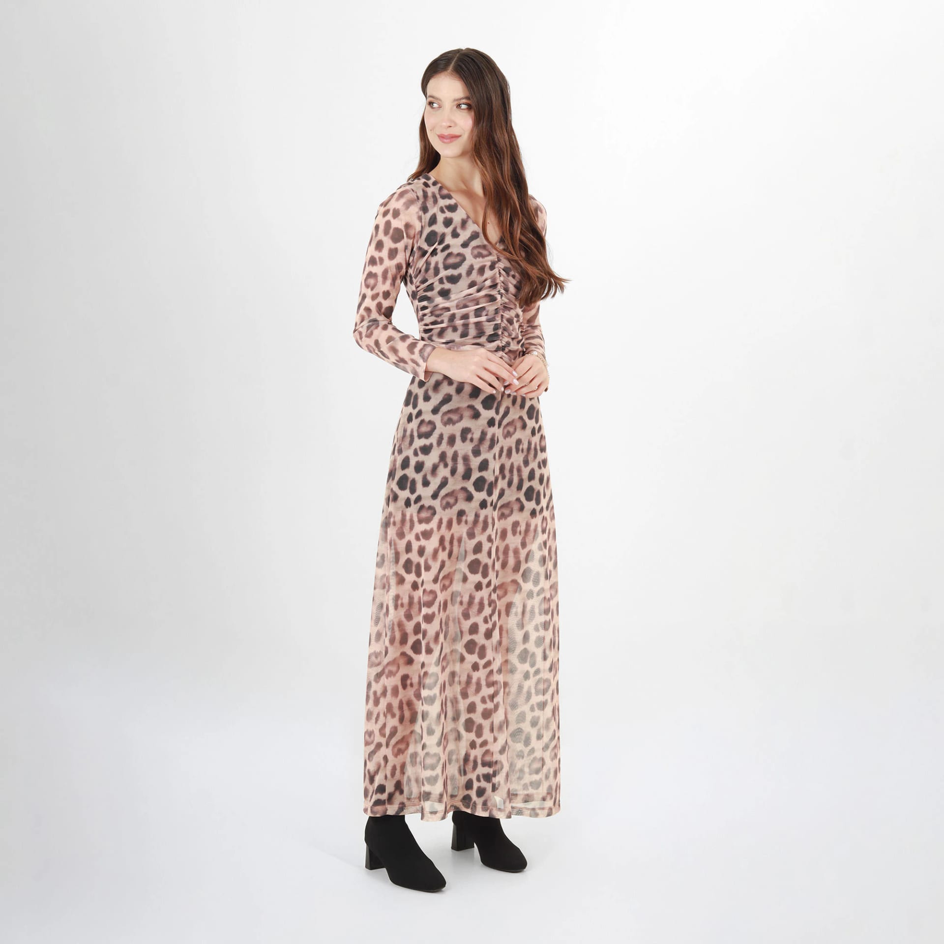 Vestido Cuello V Manga Larga - imagen 4