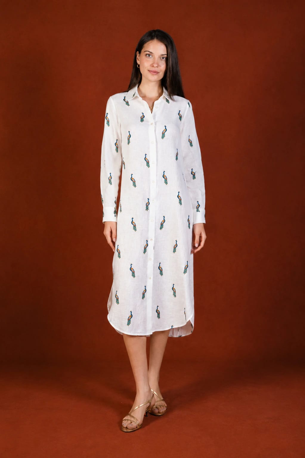 Women's Pavone linen shirt dress white - imagen 1