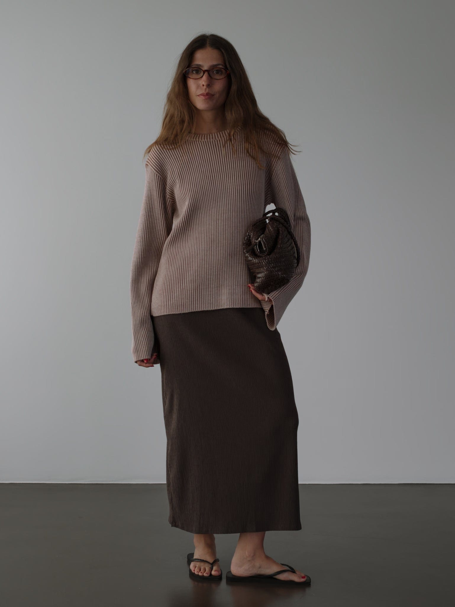 CHUNKY RIB SWEATER - NATURAL & BROWN - imagen 8