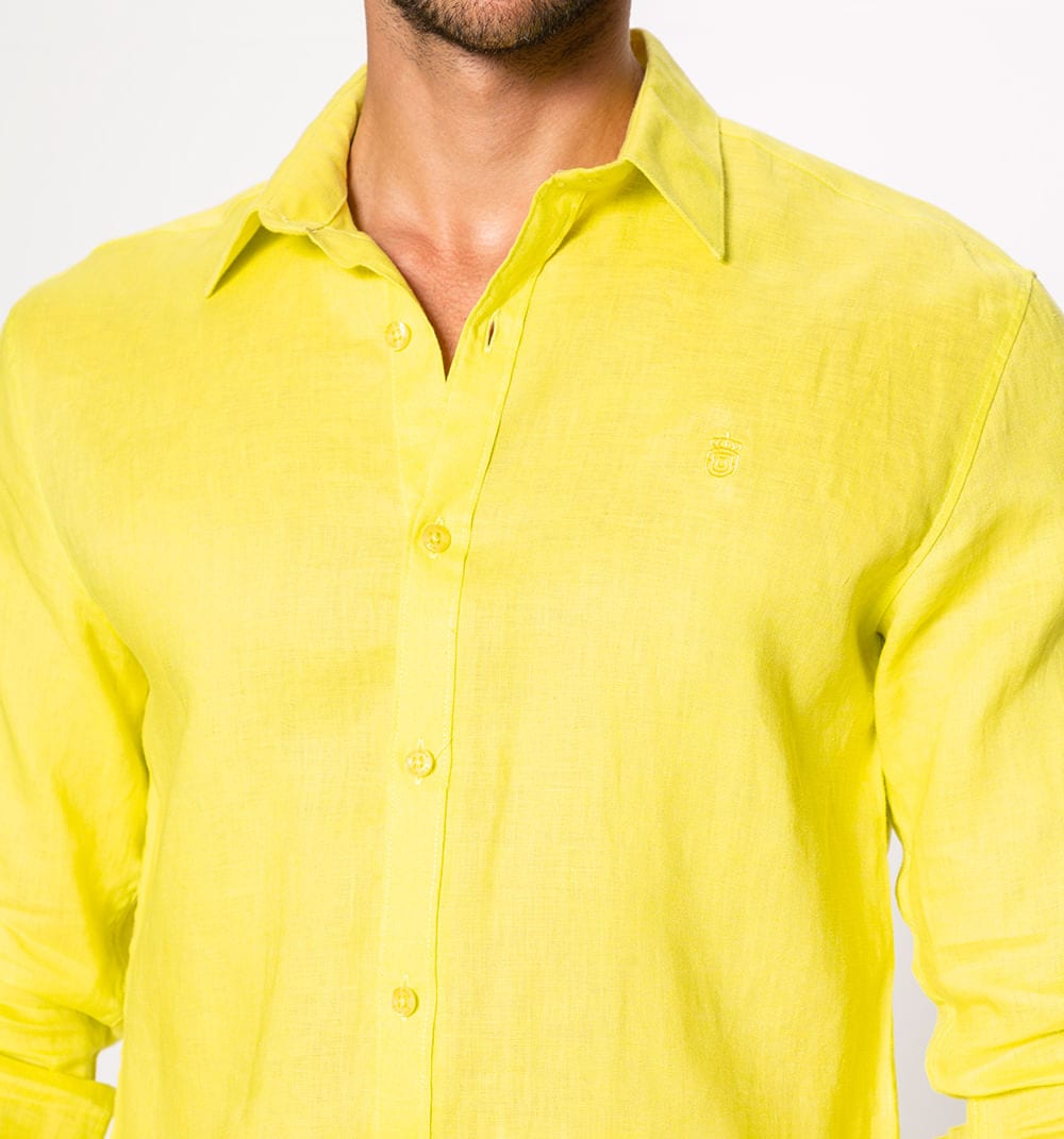 Camisa en lino manga larga regular fit - imagen 17