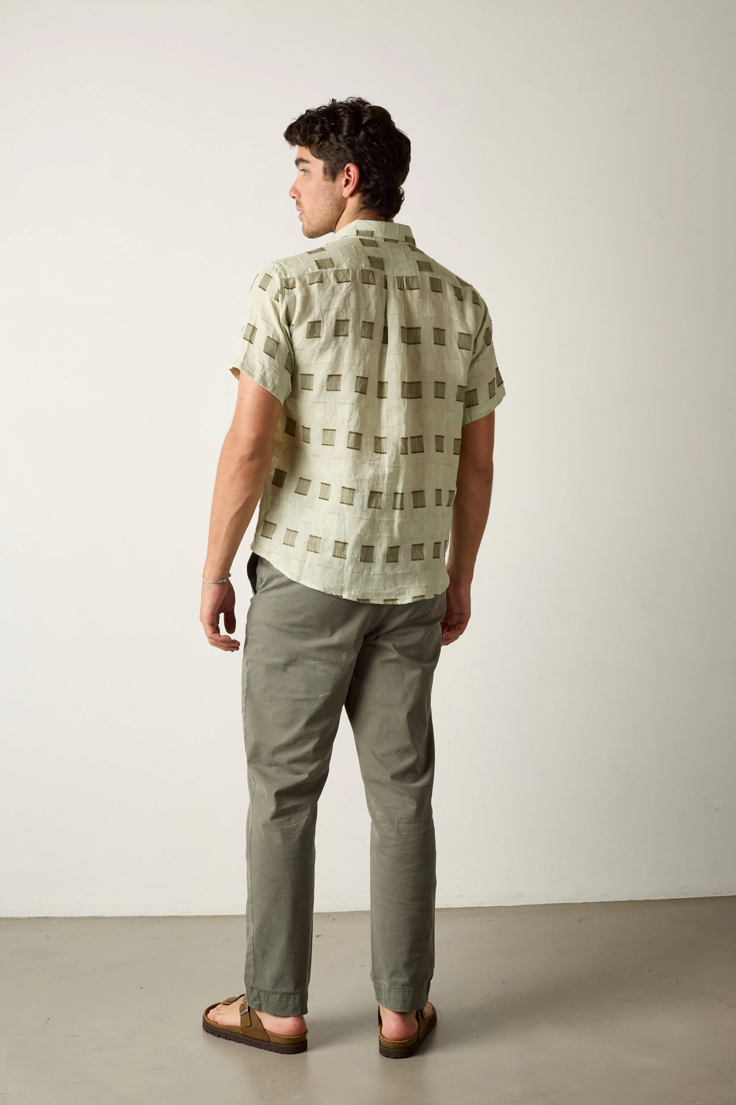 Camisa Lino Harlem Bordado Verde Claro - imagen 4