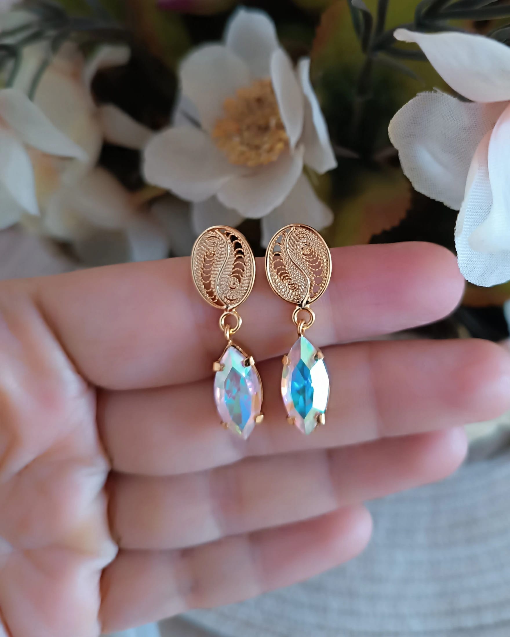 Aretes granito de café y cristal boreal - imagen 3