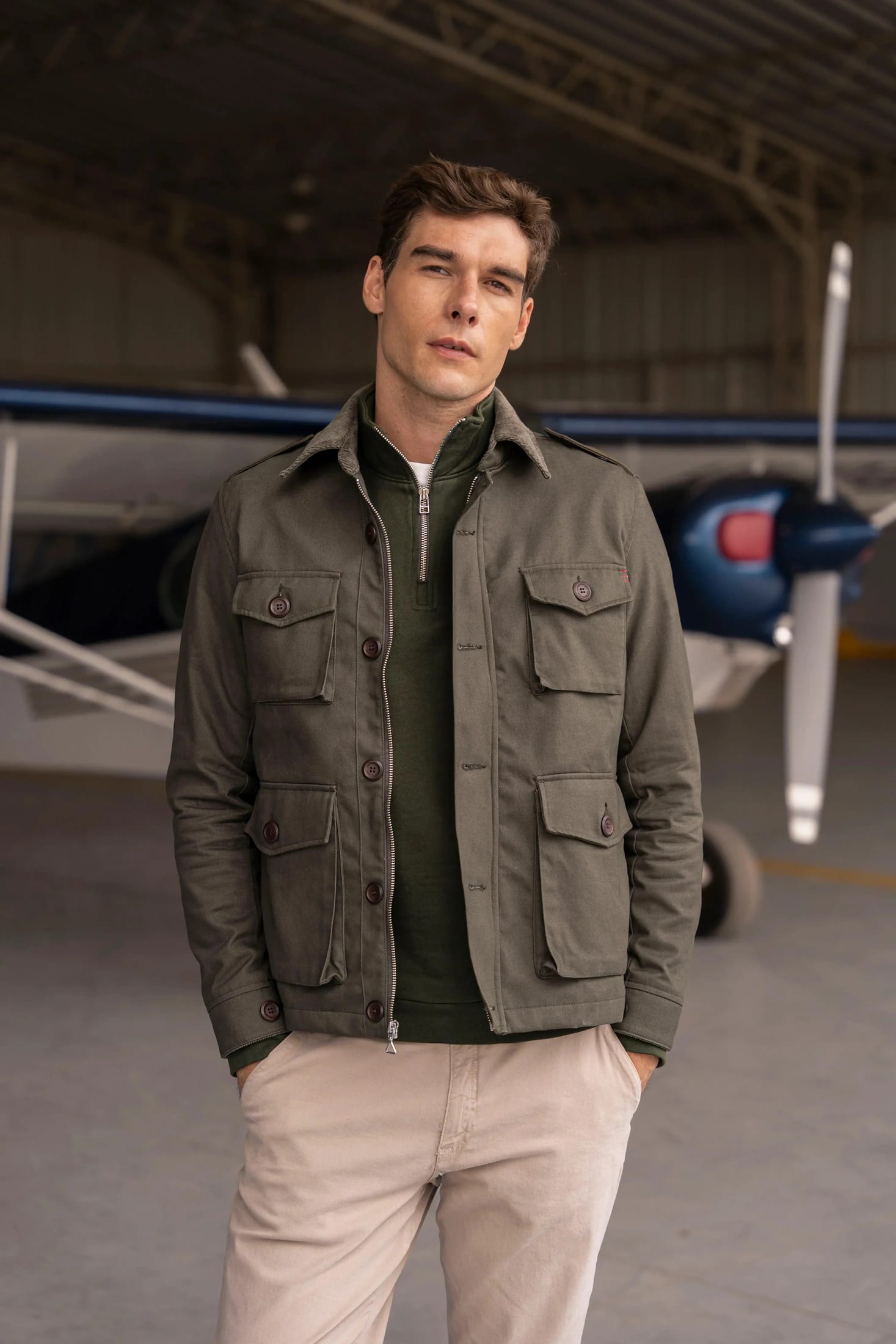 Halfzip Premium Comfy Hombre Verde Militar - imagen 3
