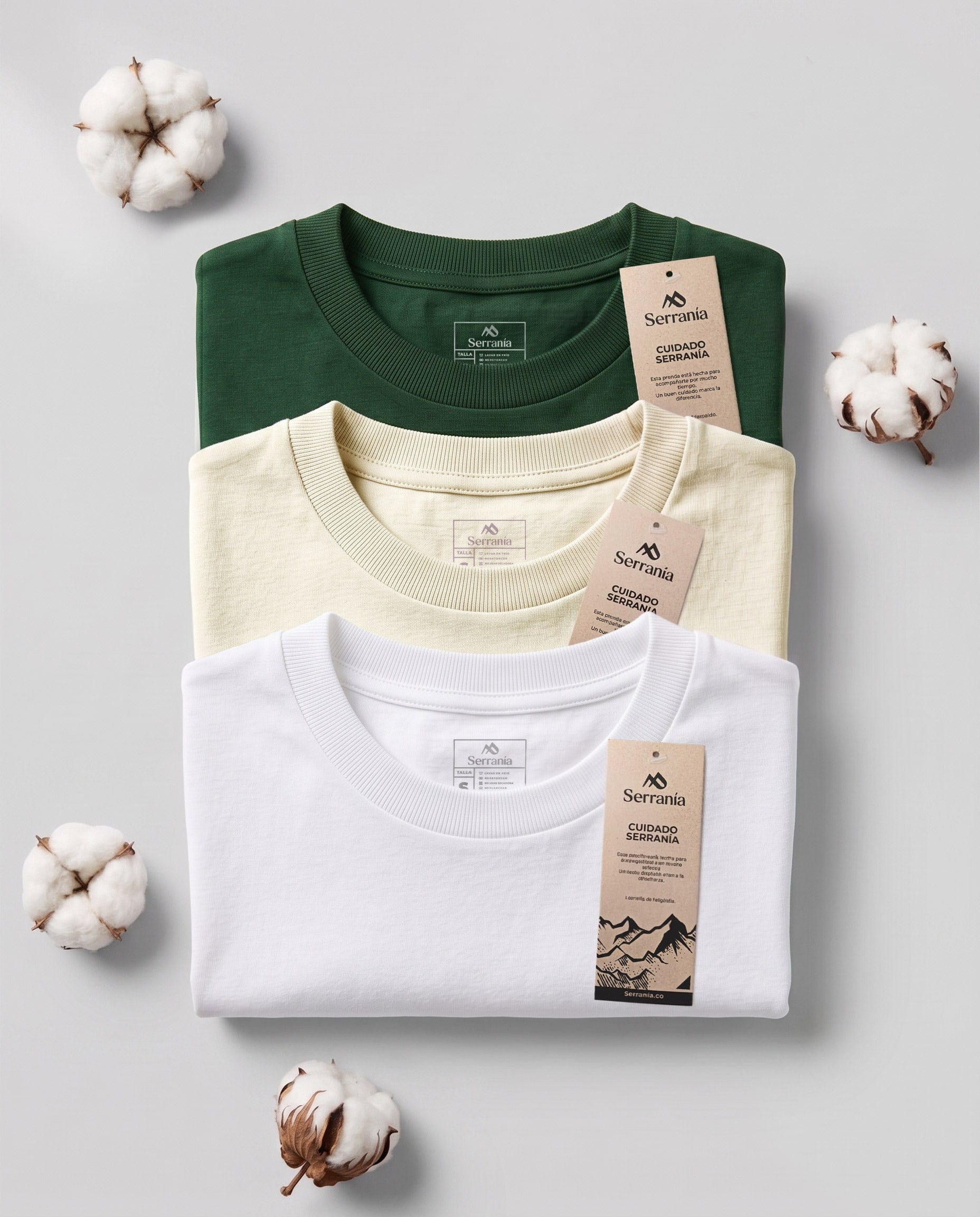 Set 3 Camisetas Elegance Slim Fit: Verde Pino +  Marfil + Blanca - imagen 1