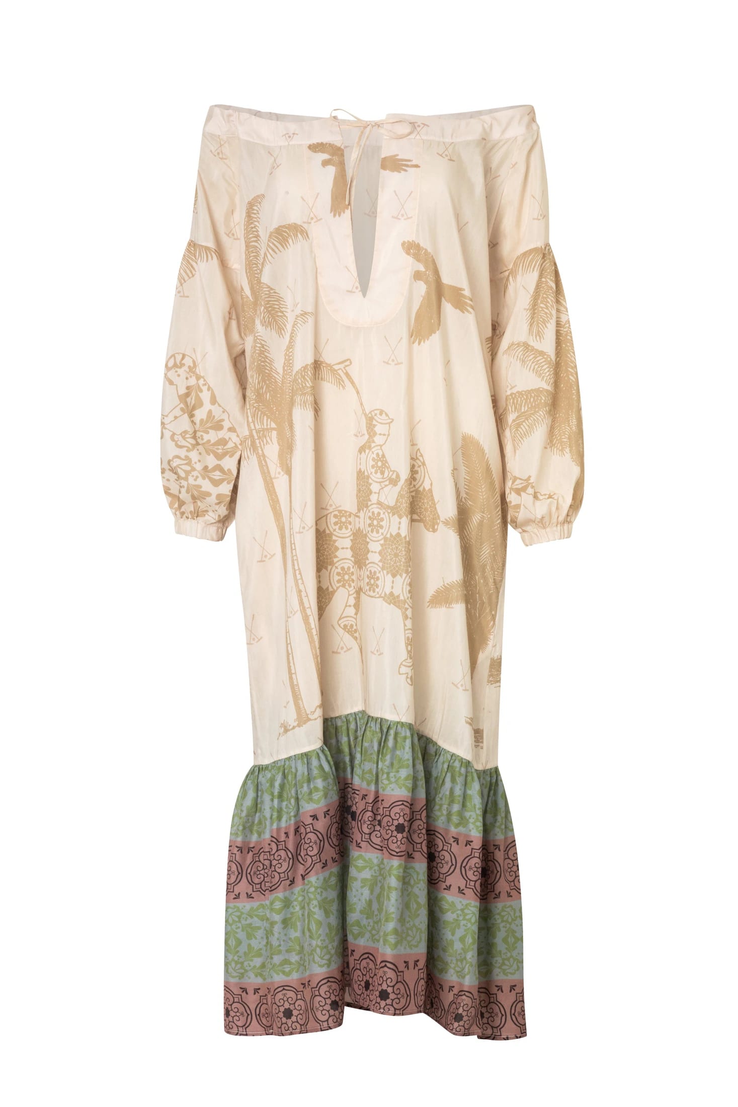Chiapas Cotton-Silk Midi Dress / Ivory Palms - imagen 1