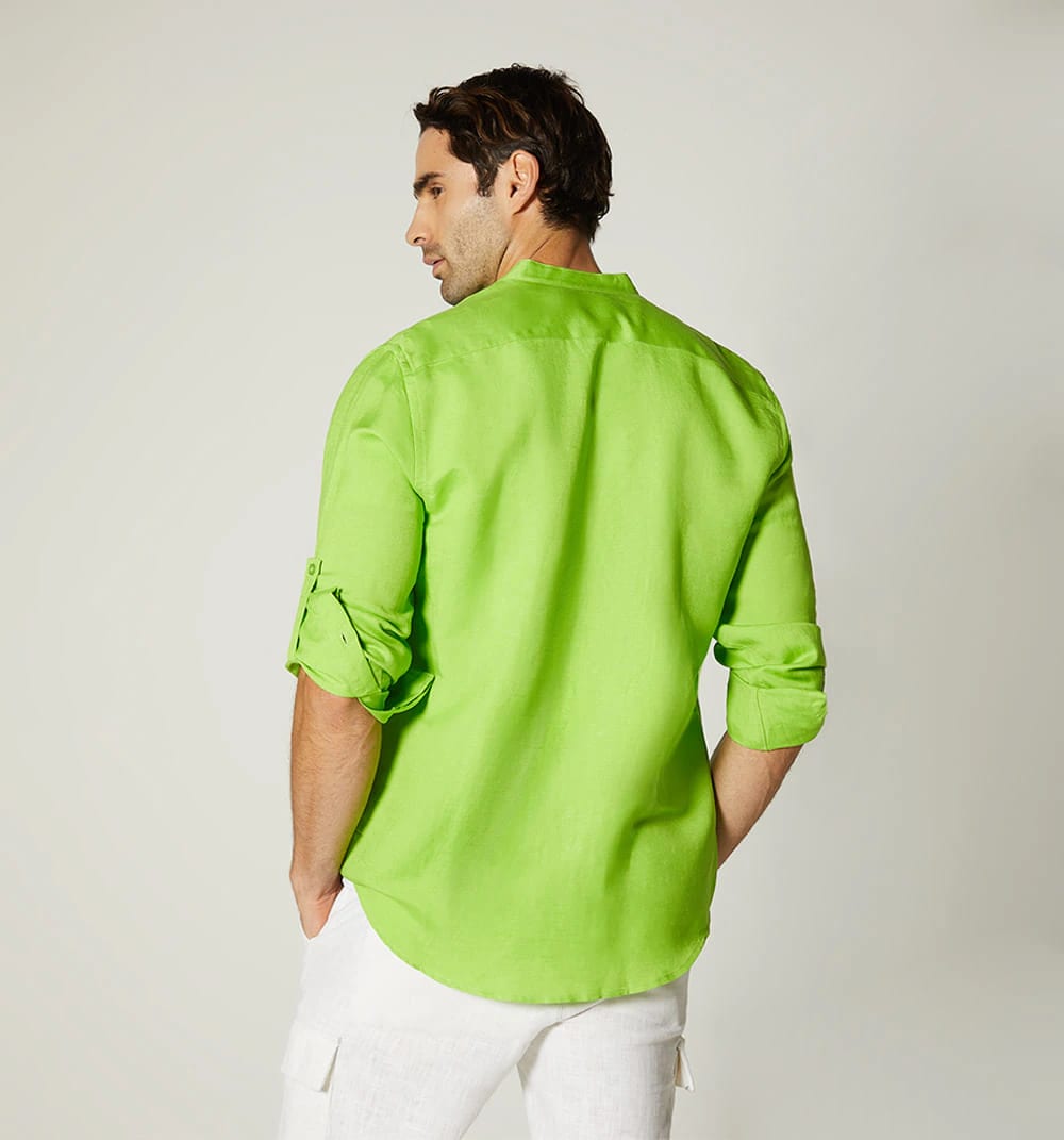 Camisa para hombre en lino cuello nerú m - imagen 4