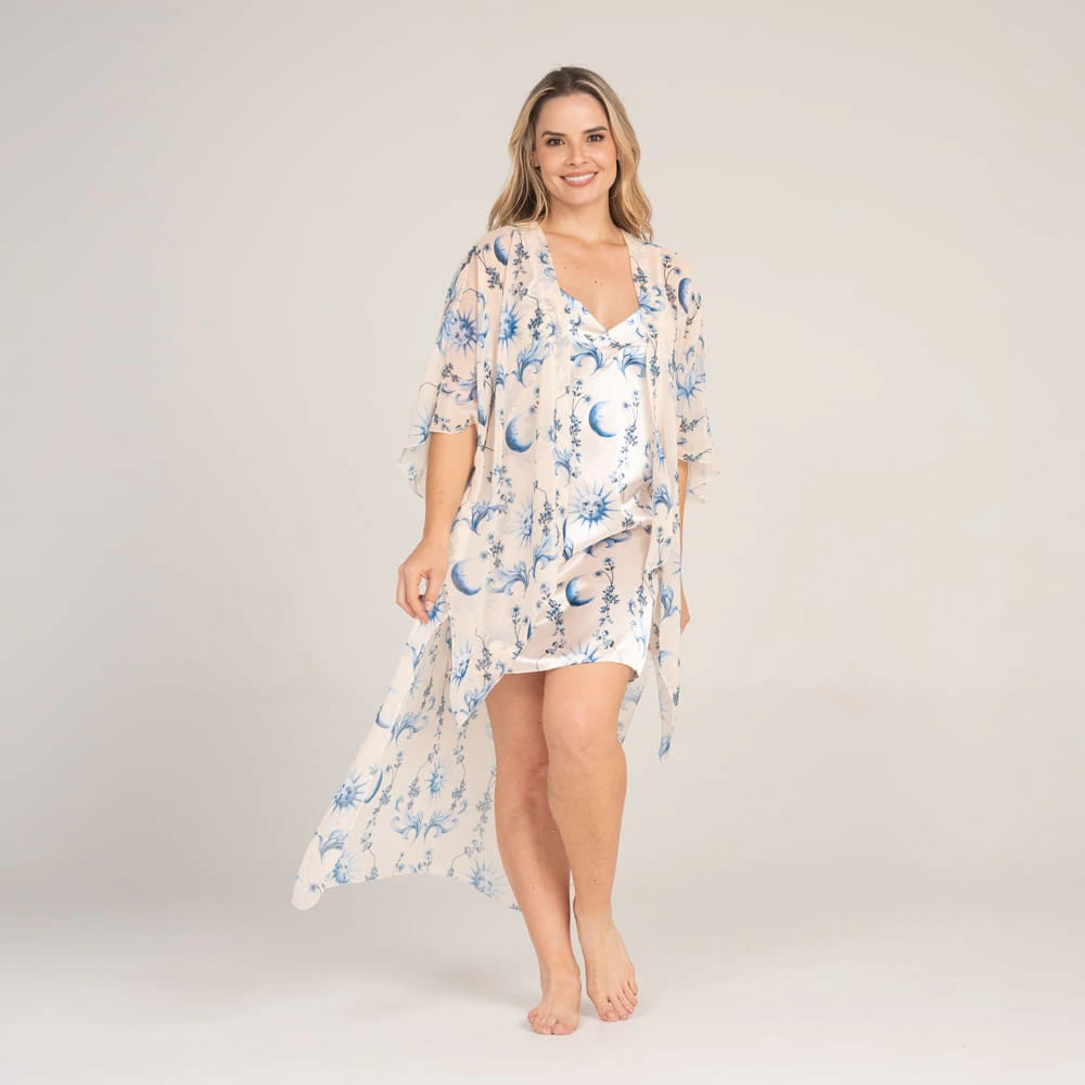 Kimono Manga 3/4 con Estampado Capsula Santorini. - imagen 1