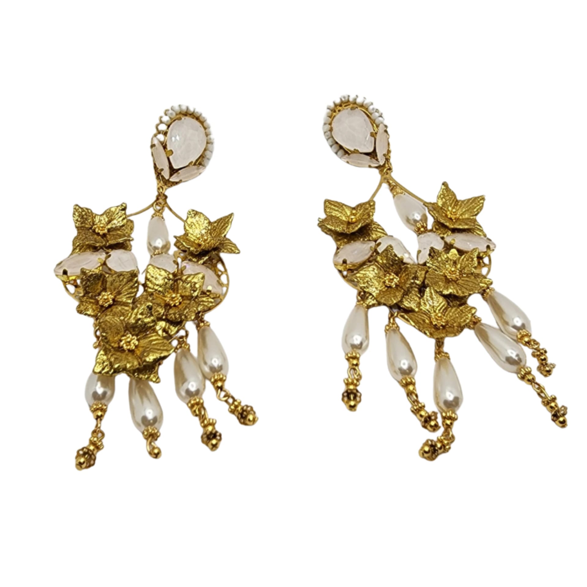 Flower & Flower Gold Earrings - imagen 1