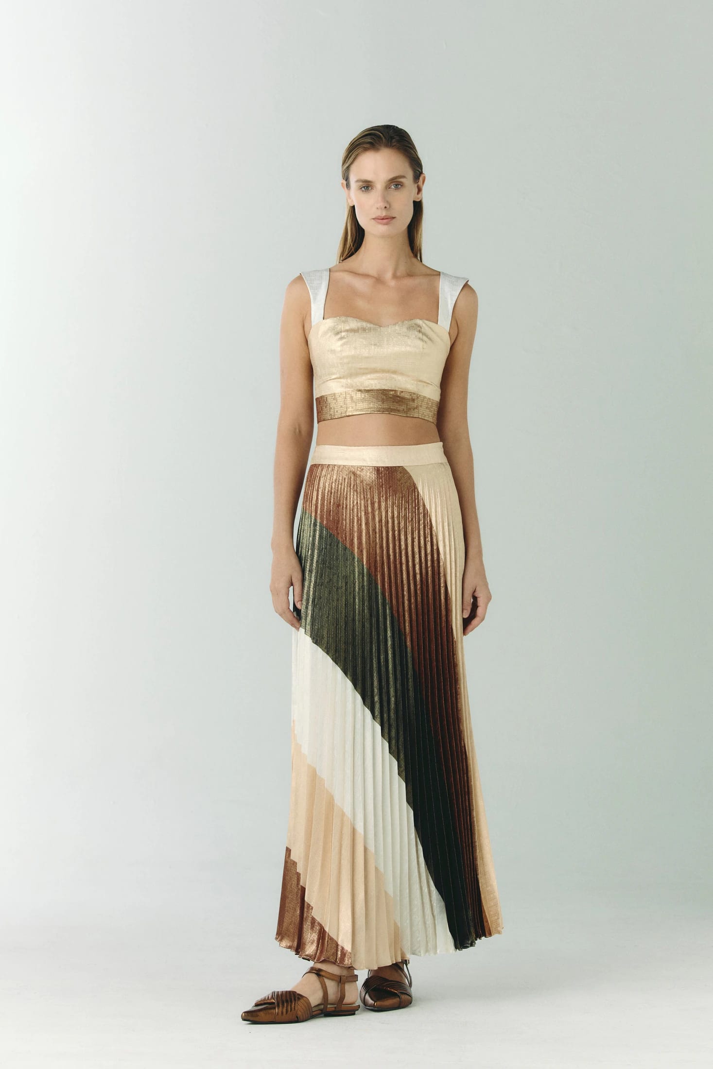Calima Silk Jacquard Crop Top / Terra Stripes - imagen 2